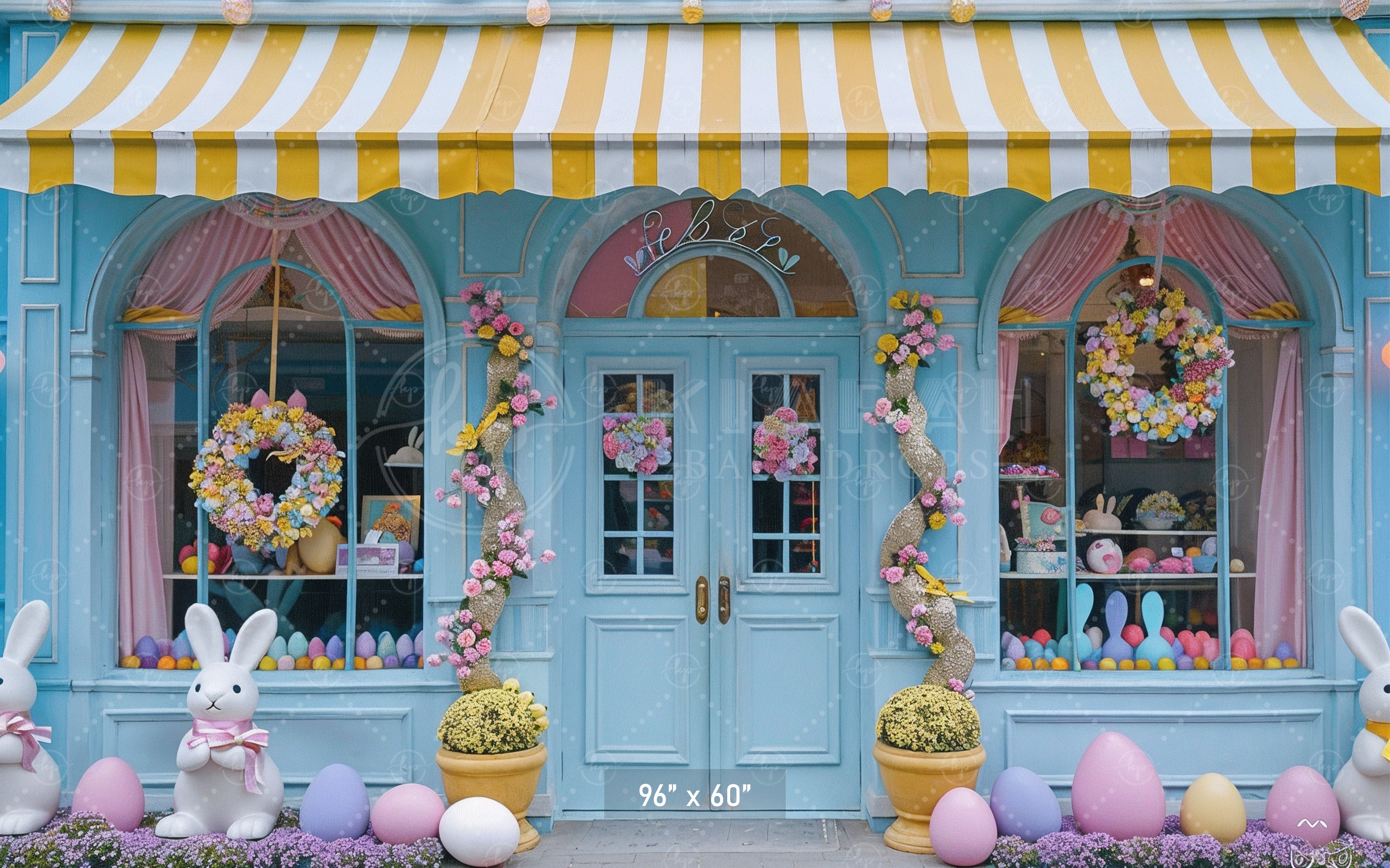Easter Bunny Candy Shop Backdrop