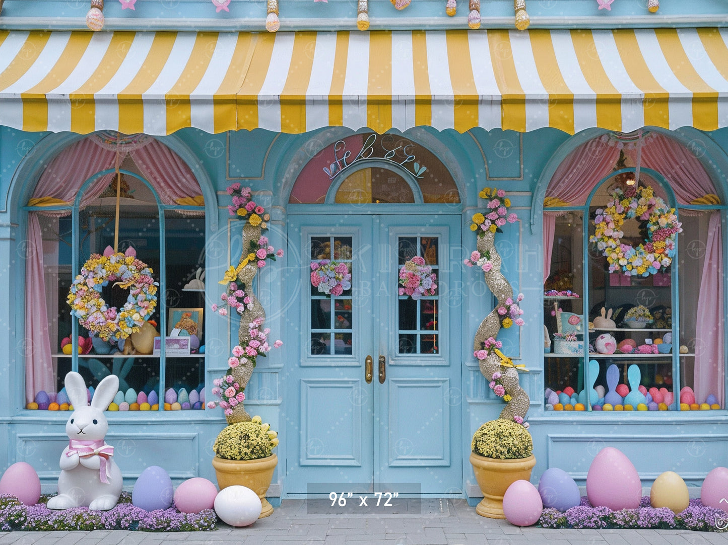 Easter Bunny Candy Shop Backdrop