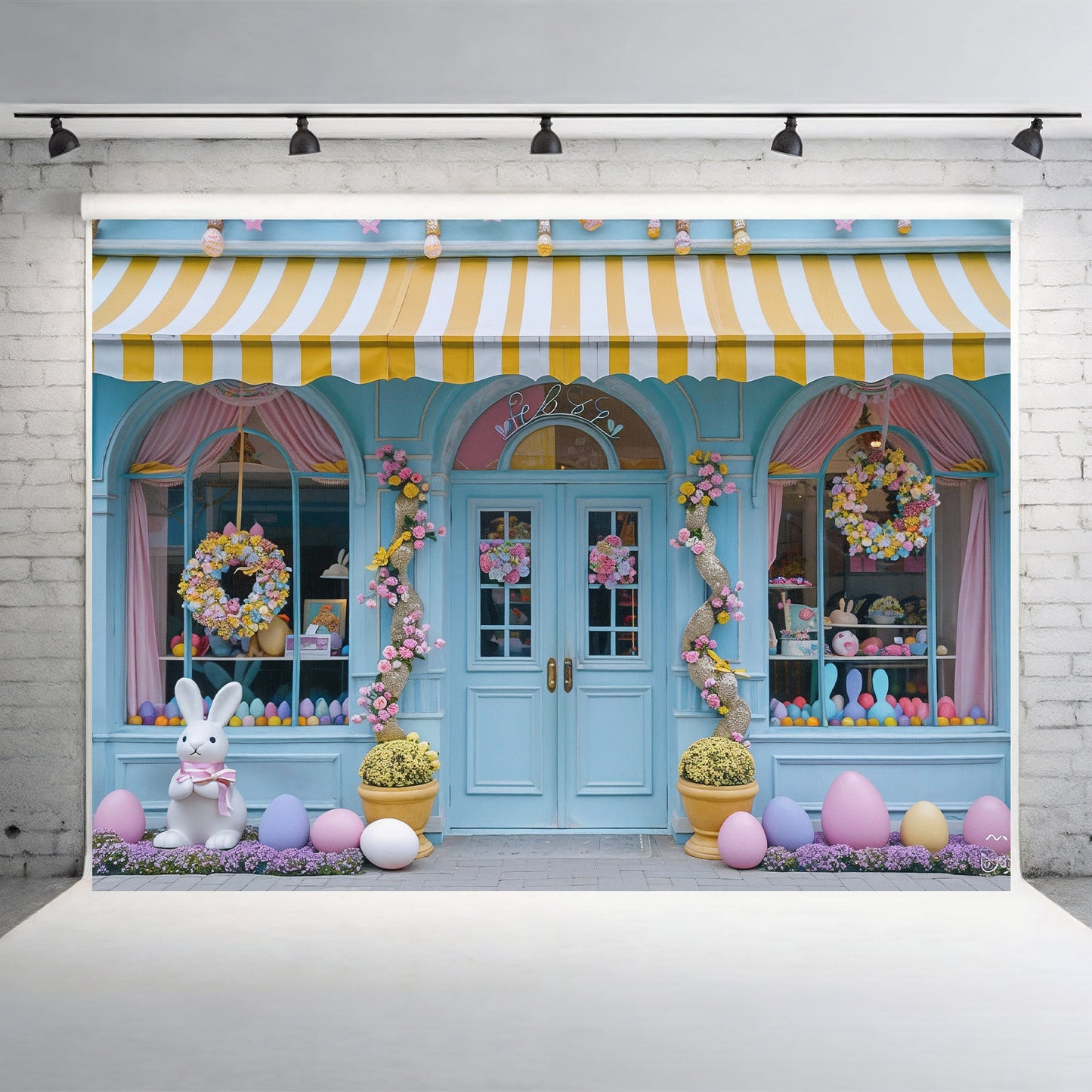 Easter Bunny Candy Shop Backdrop