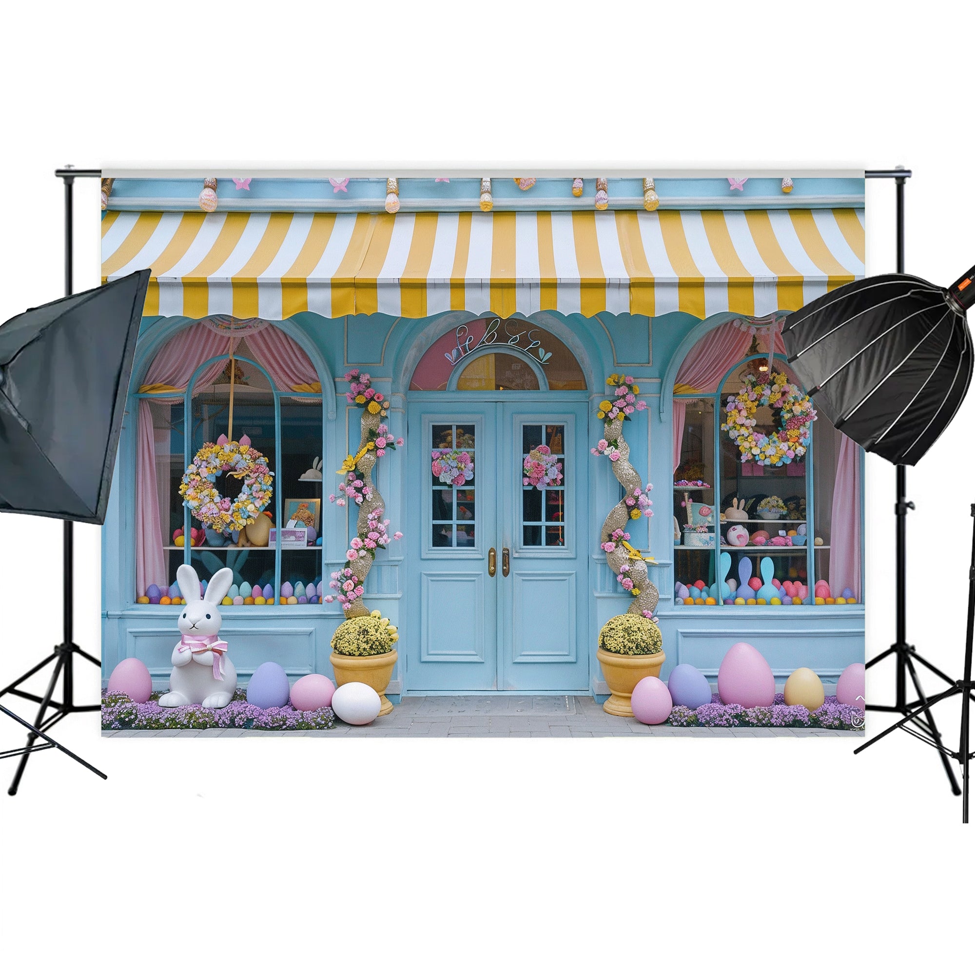 Easter Bunny Candy Shop Backdrop