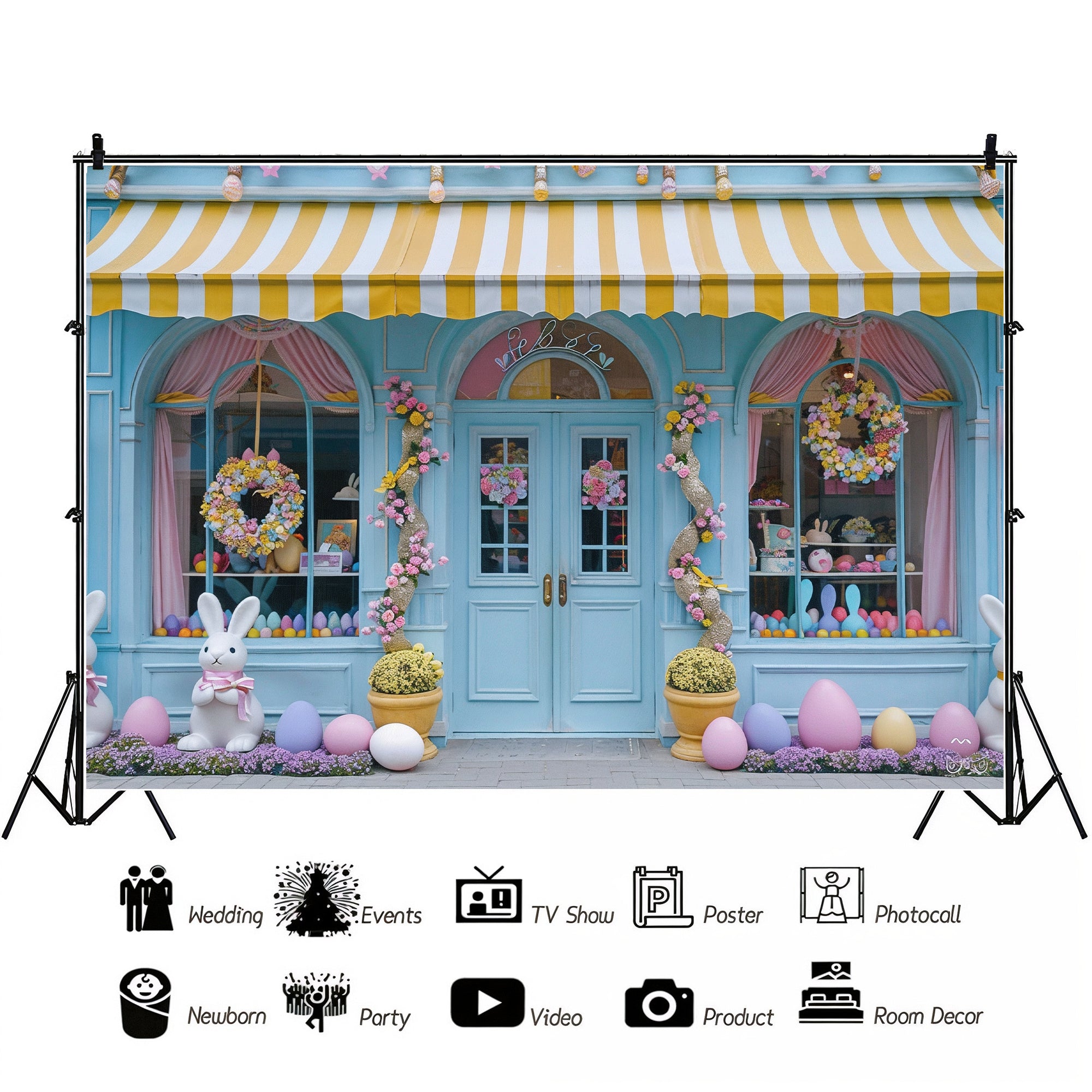 Easter Bunny Candy Shop Backdrop
