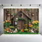 Rustic Garden Bunny House Backdrop