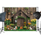 Rustic Garden Bunny House Backdrop