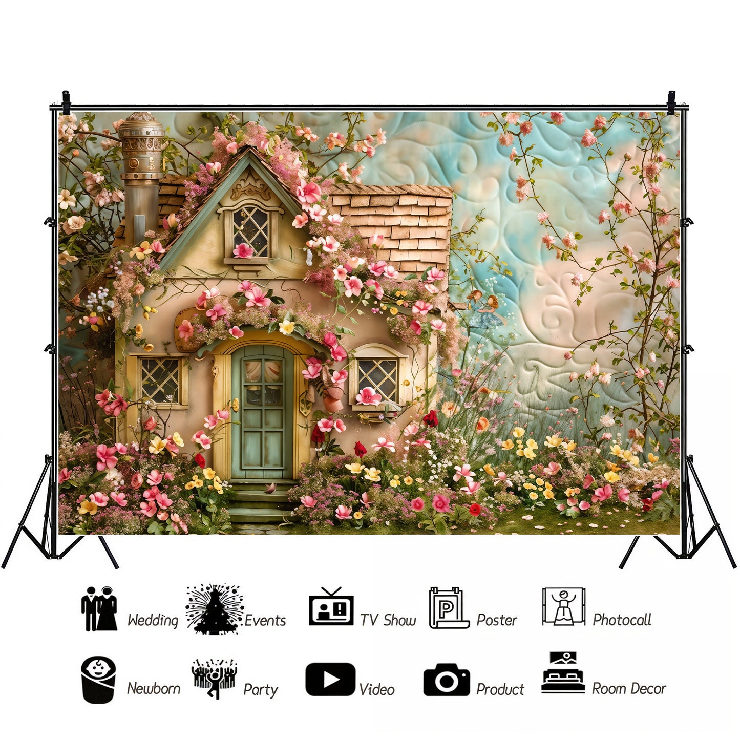 Enchanted Cottage Garden Backdrop