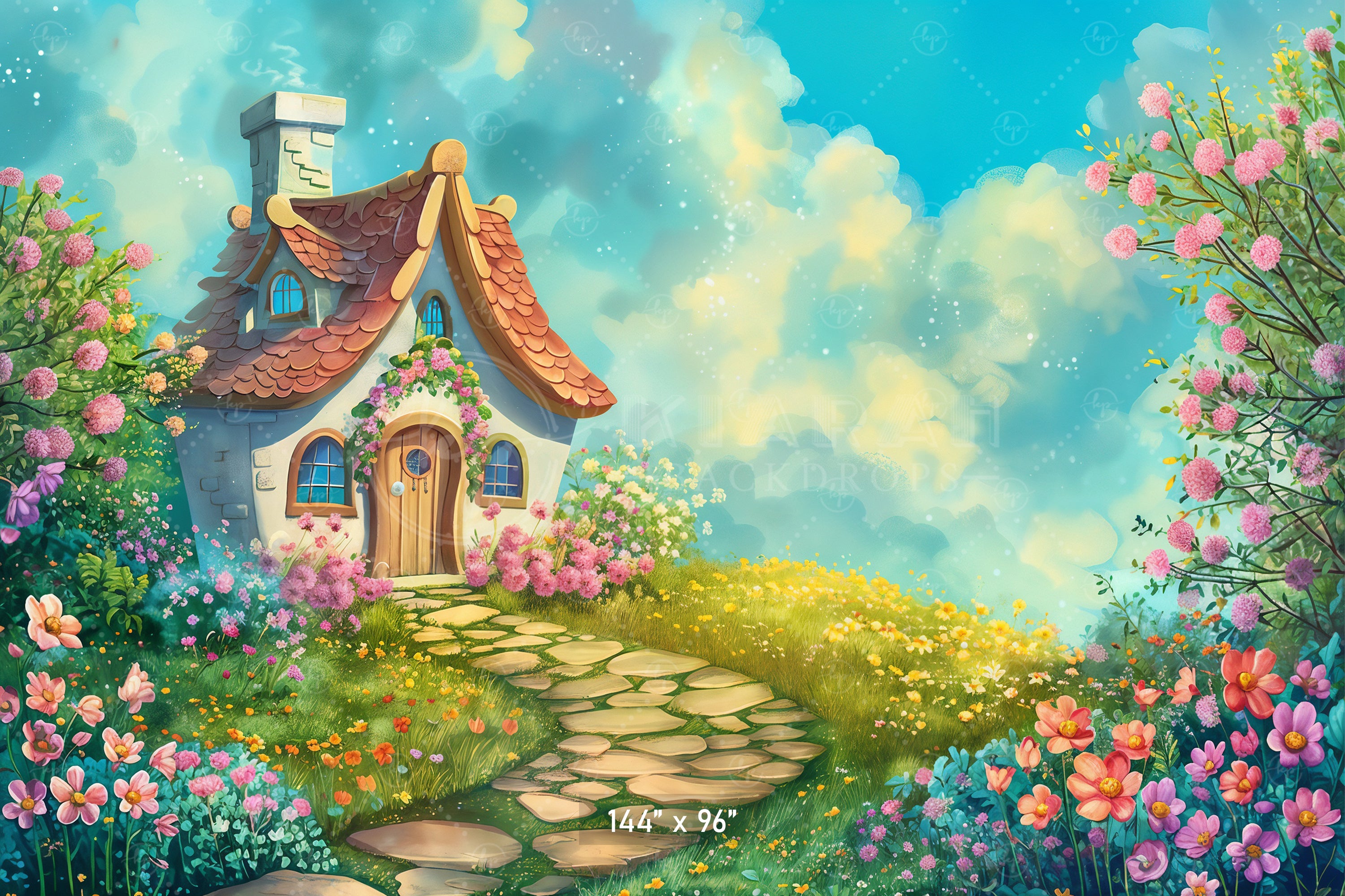 Storybook Cottage Garden Backdrop