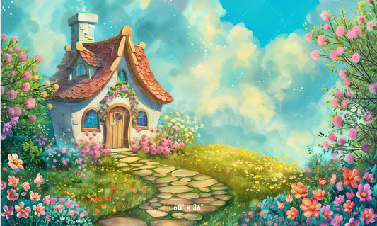 Storybook Cottage Garden Backdrop