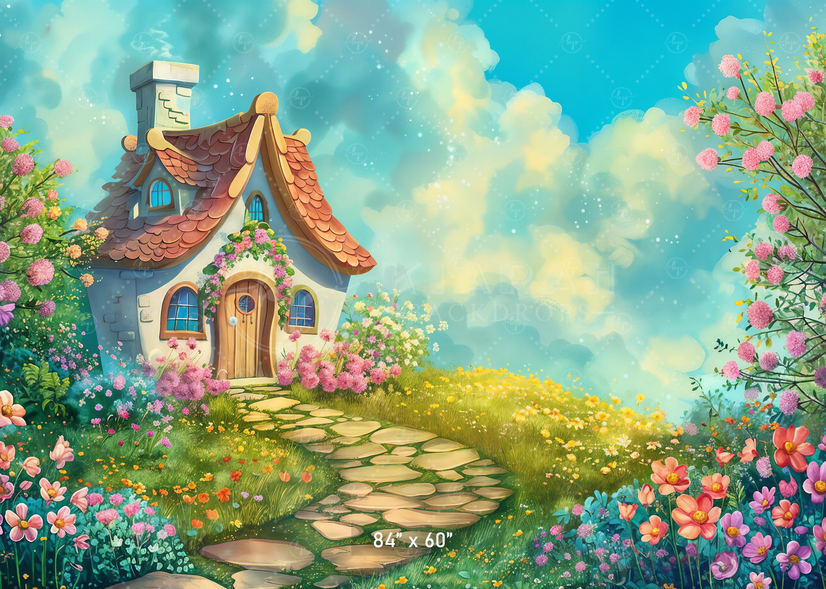 Storybook Cottage Garden Backdrop
