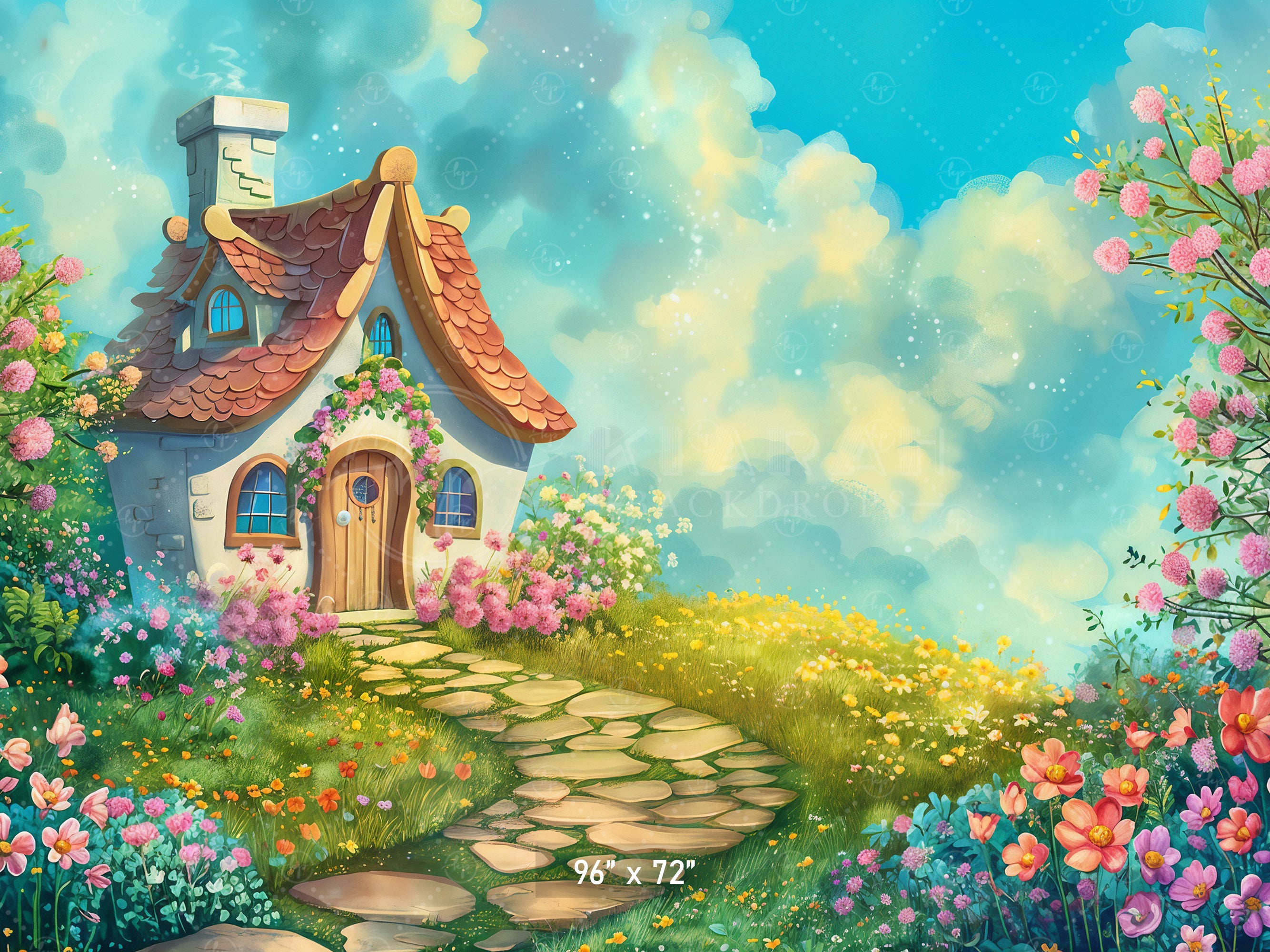 Storybook Cottage Garden Backdrop