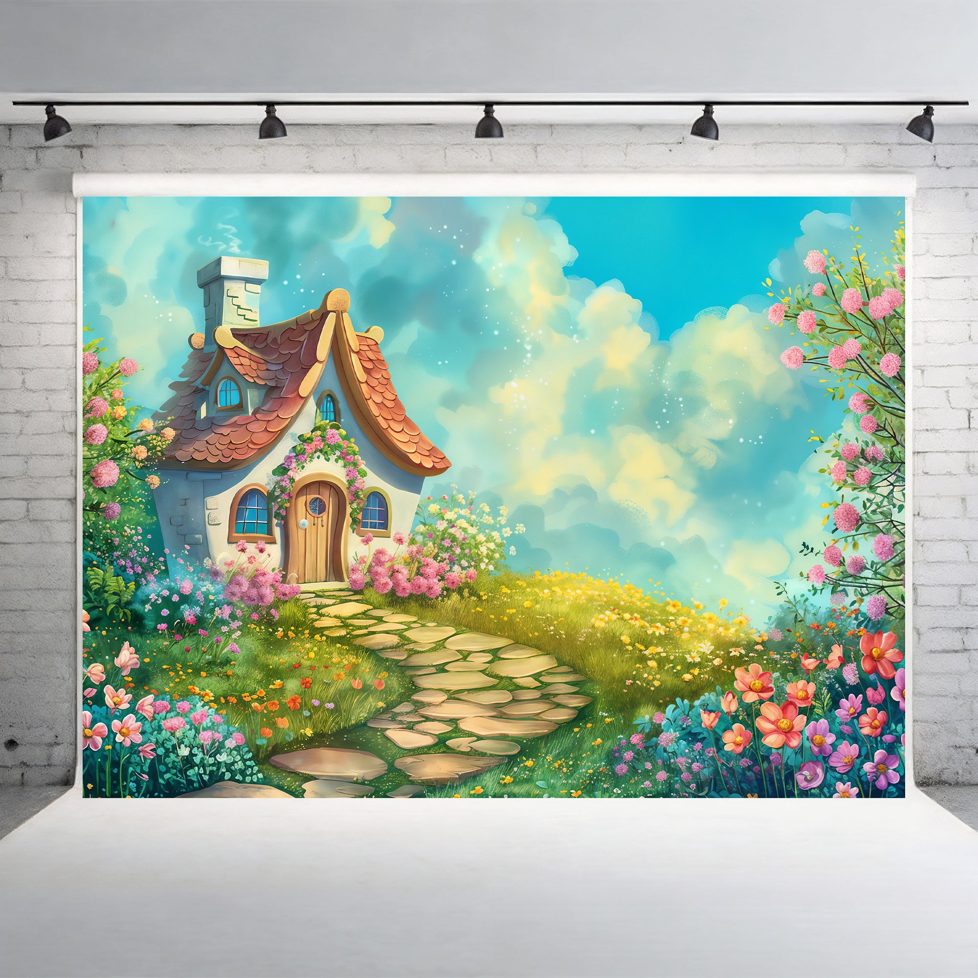 Storybook Cottage Garden Backdrop