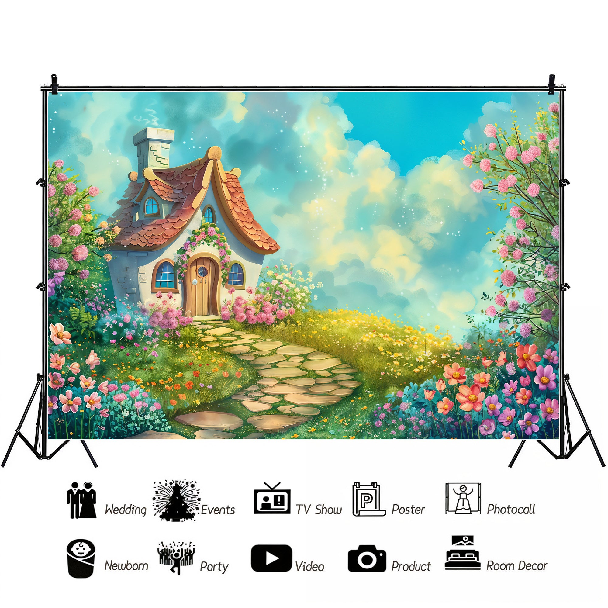 Storybook Cottage Garden Backdrop