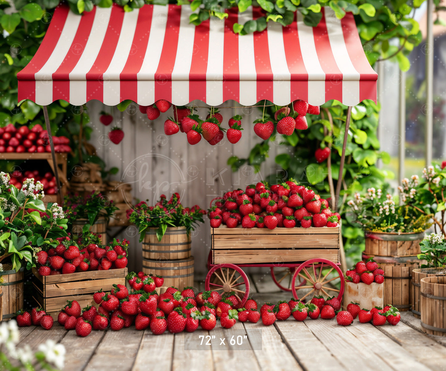 Rustic Strawberry Cart Market Backdrop