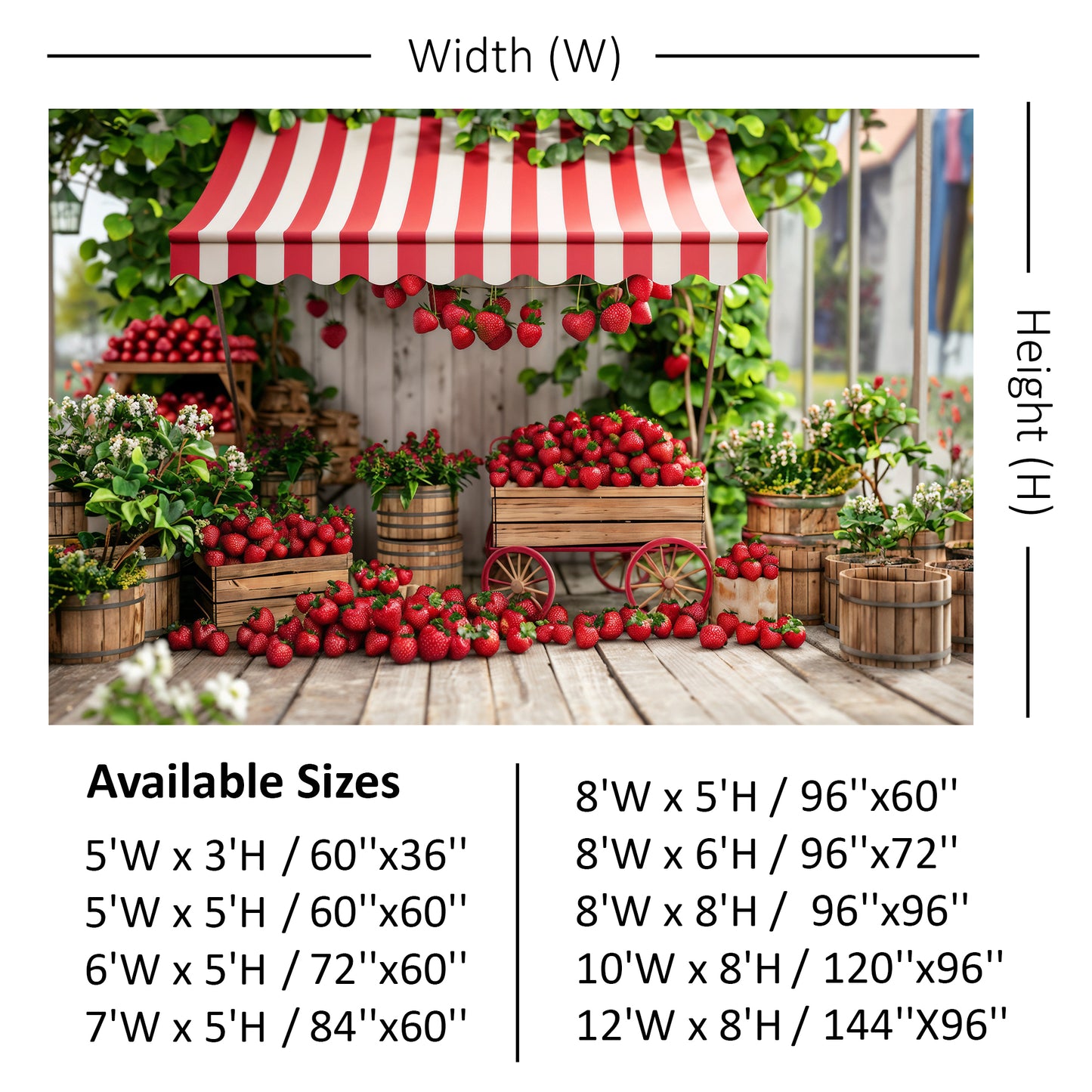 Rustic Strawberry Cart Market Backdrop