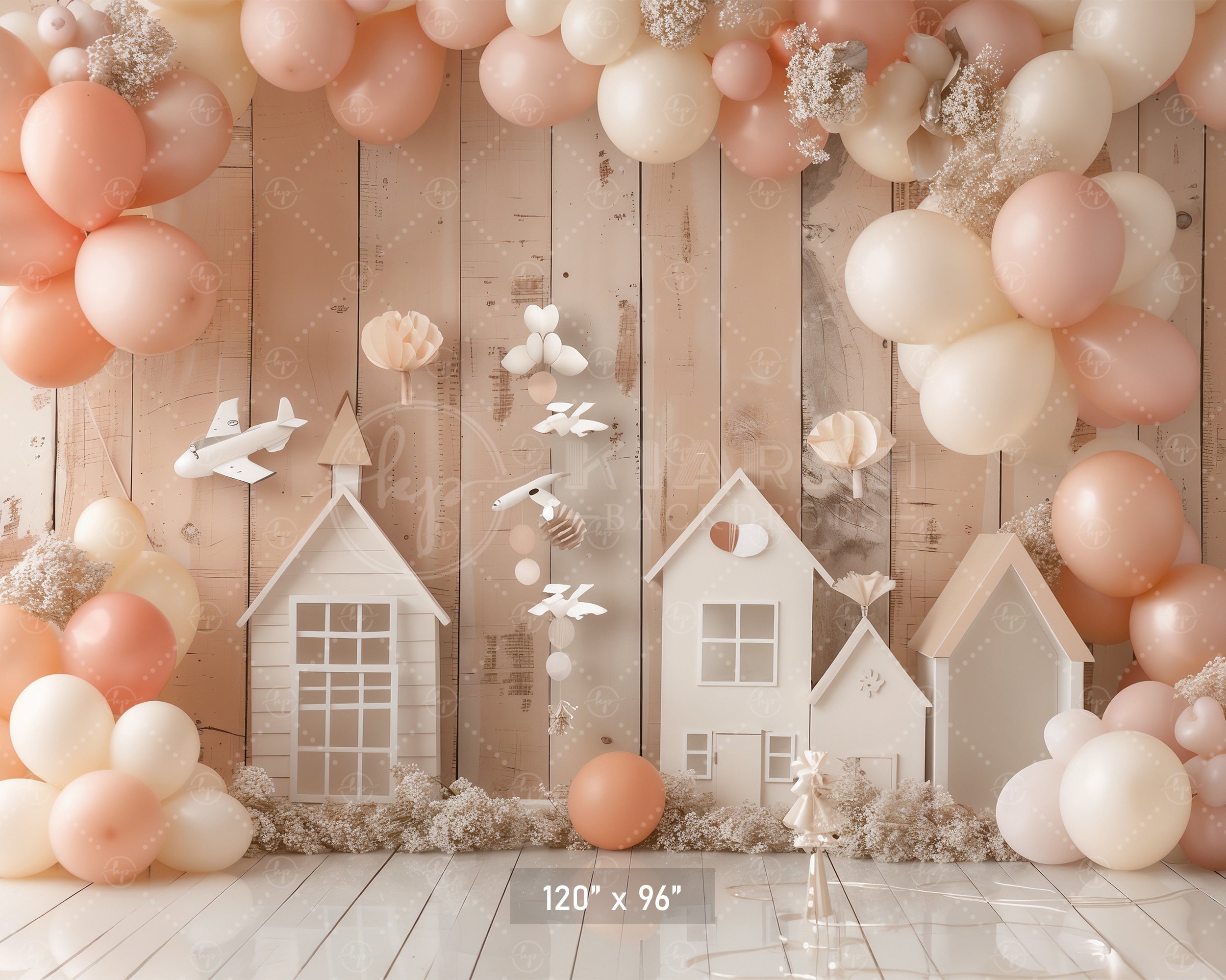 Pastel Balloon Village Backdrop