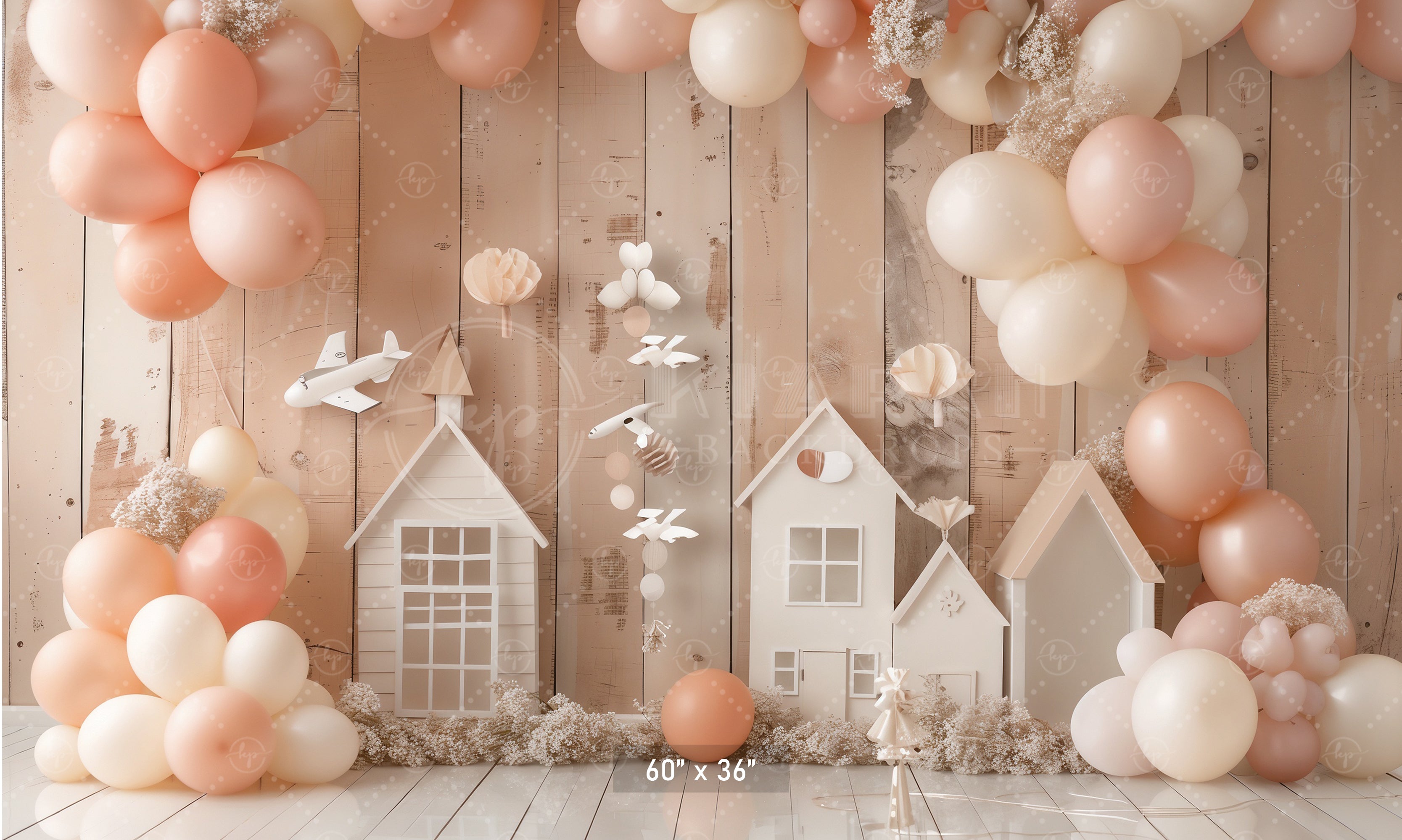 Pastel Balloon Village Backdrop