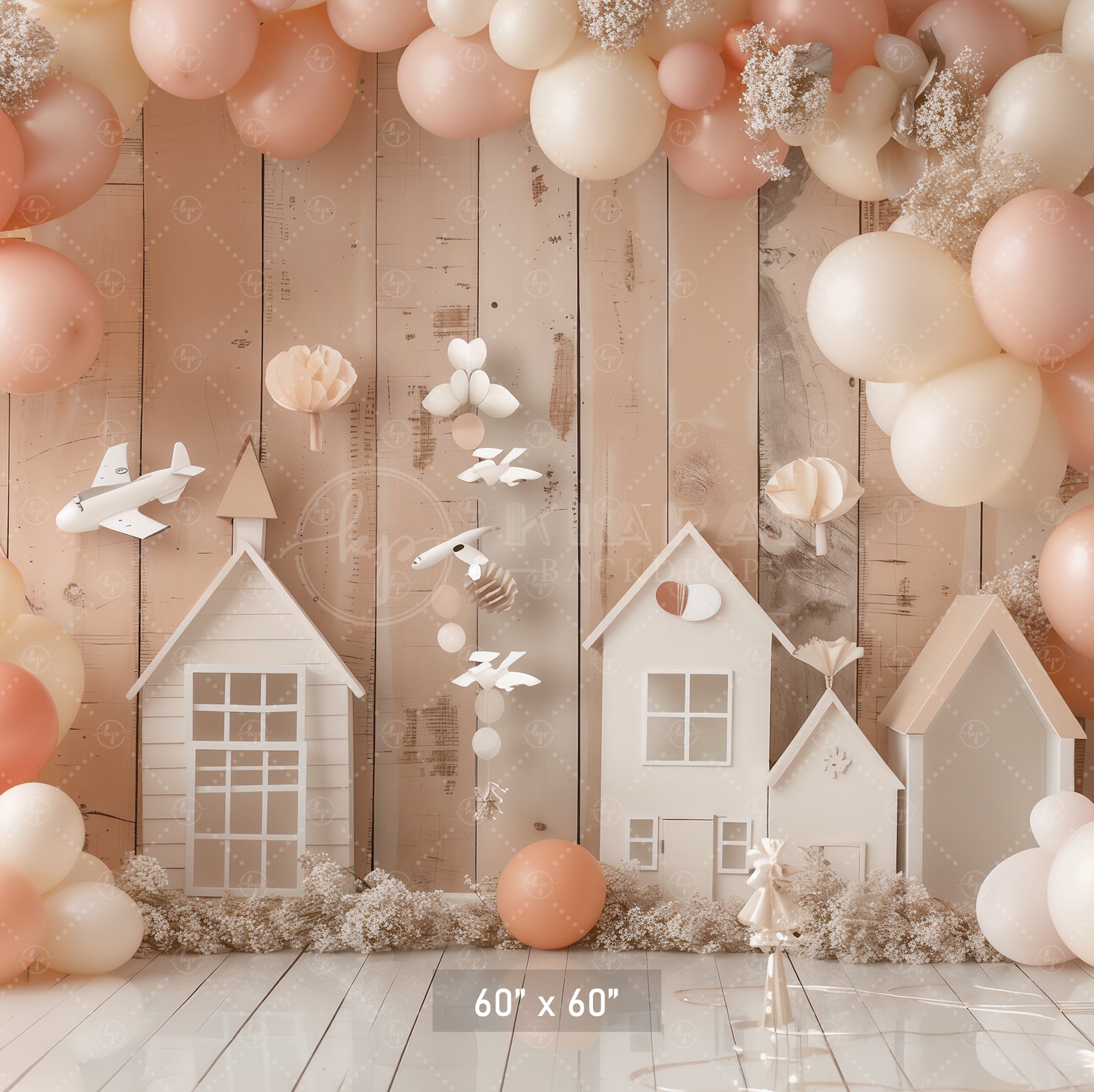 Pastel Balloon Village Backdrop