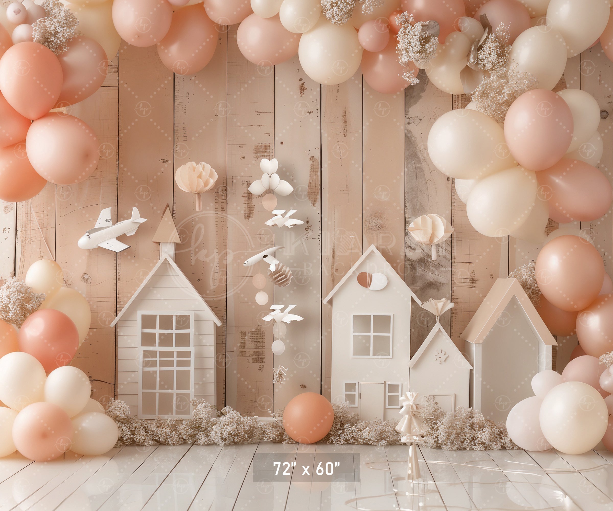 Pastel Balloon Village Backdrop