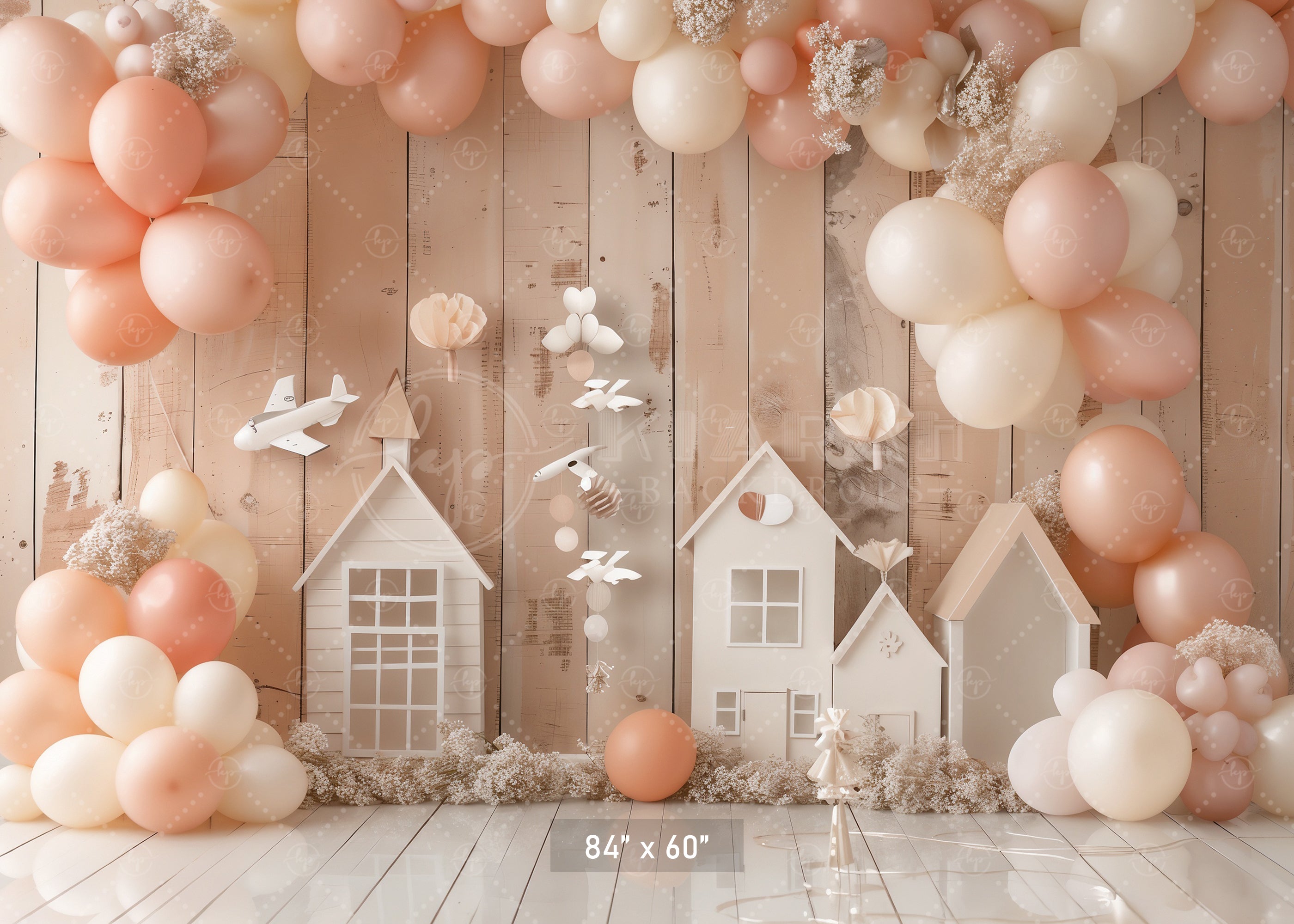 Pastel Balloon Village Backdrop