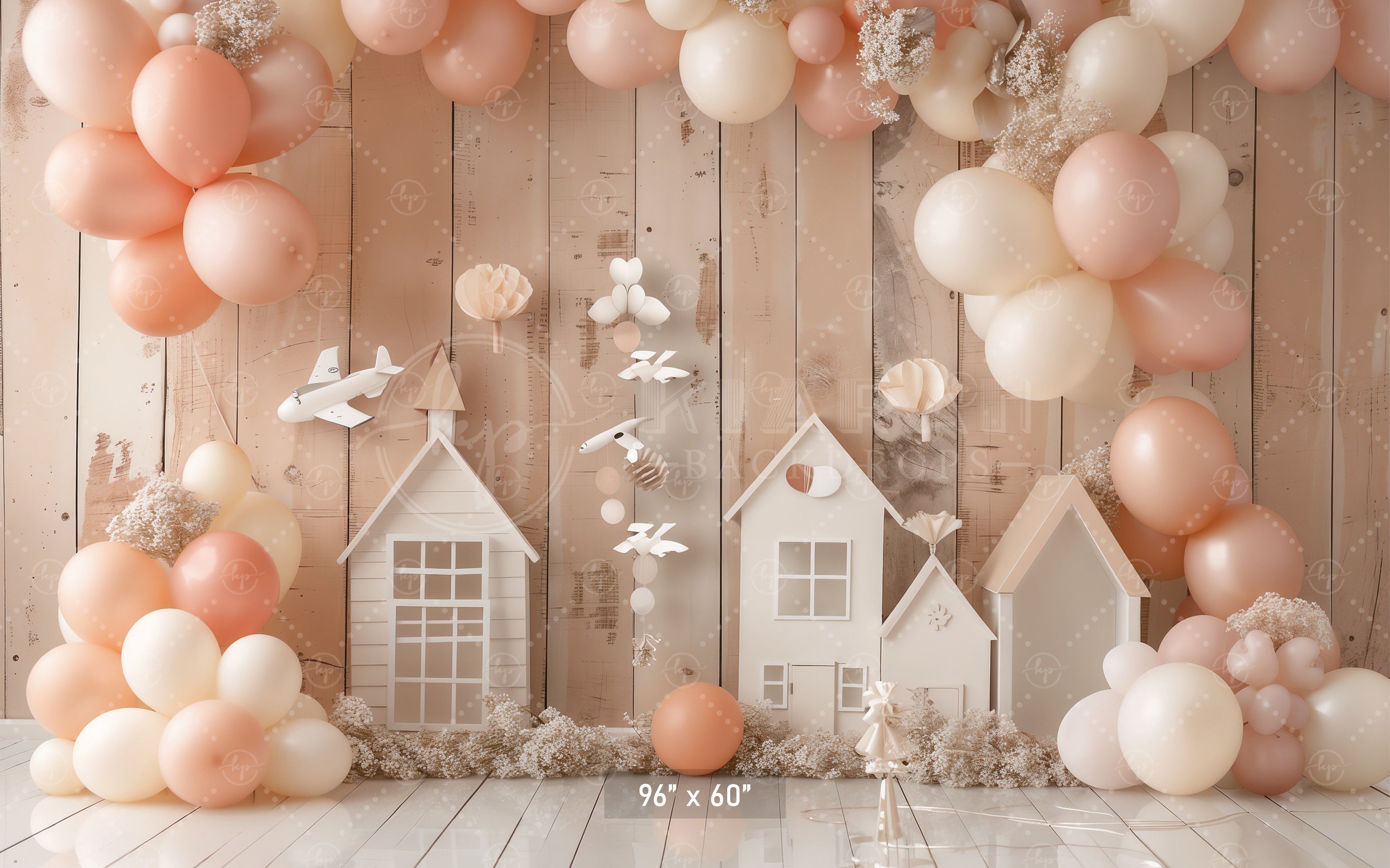 Pastel Balloon Village Backdrop