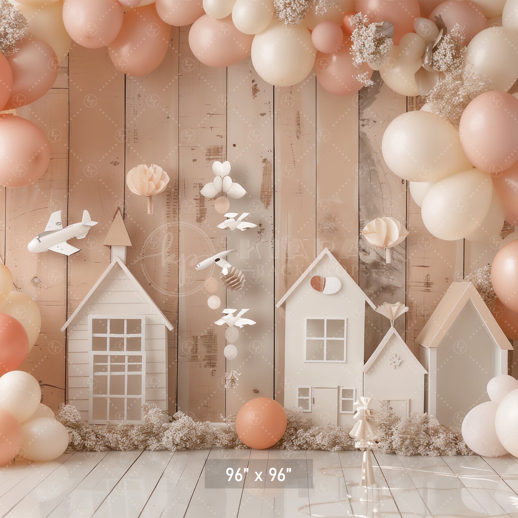 Pastel Balloon Village Backdrop