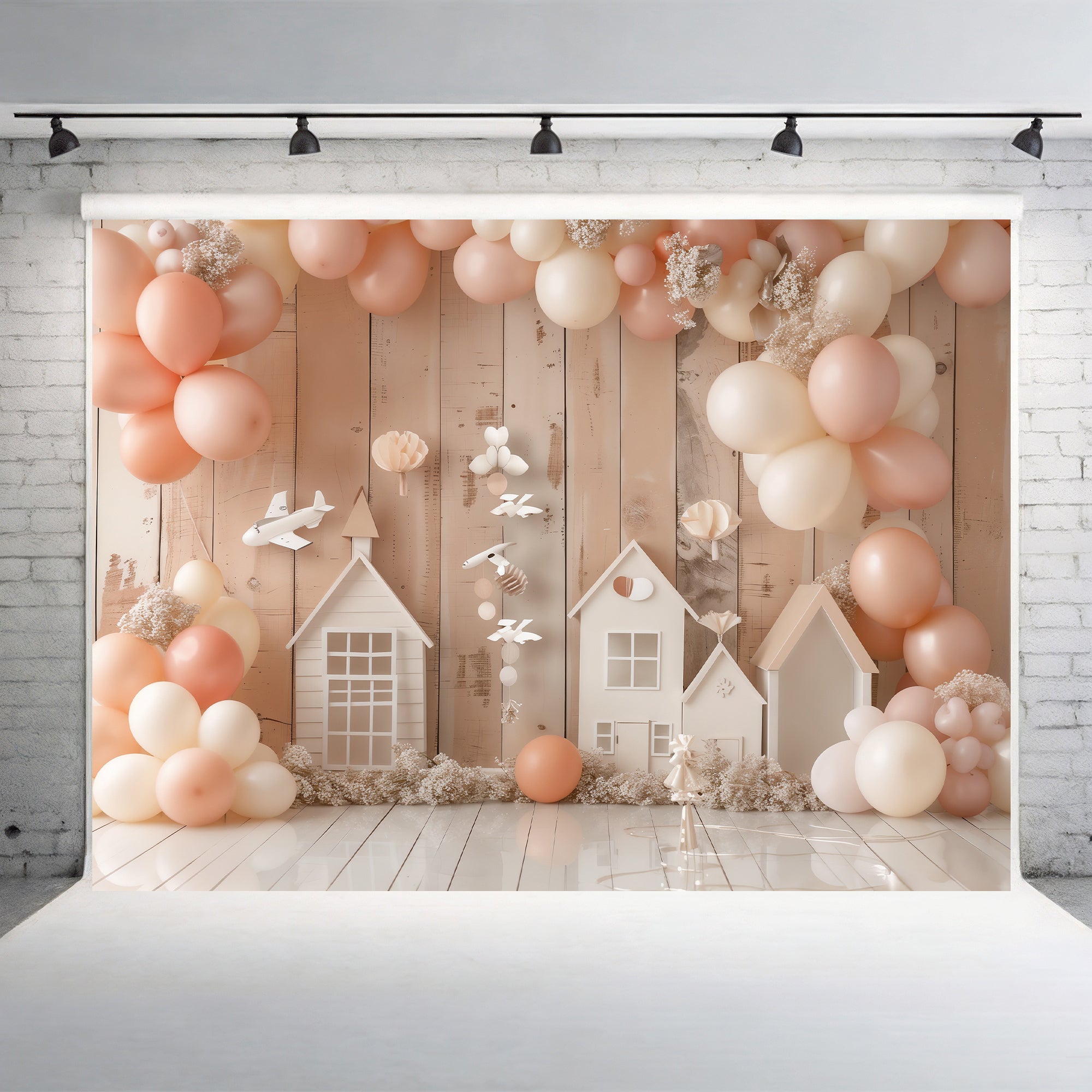 Pastel Balloon Village Backdrop