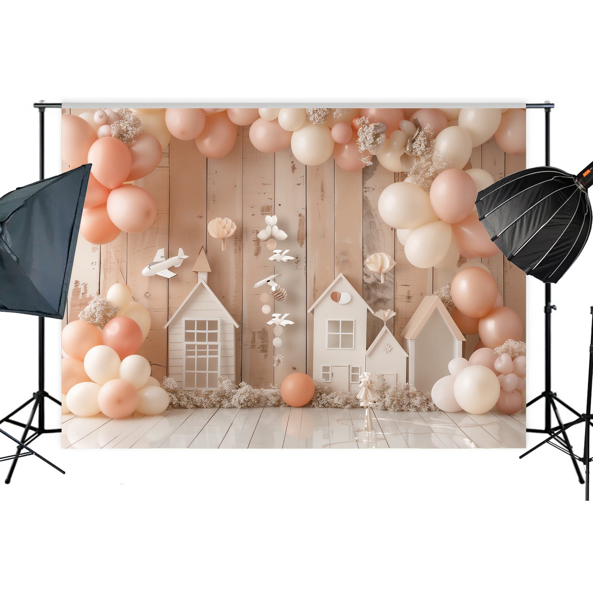 Pastel Balloon Village Backdrop