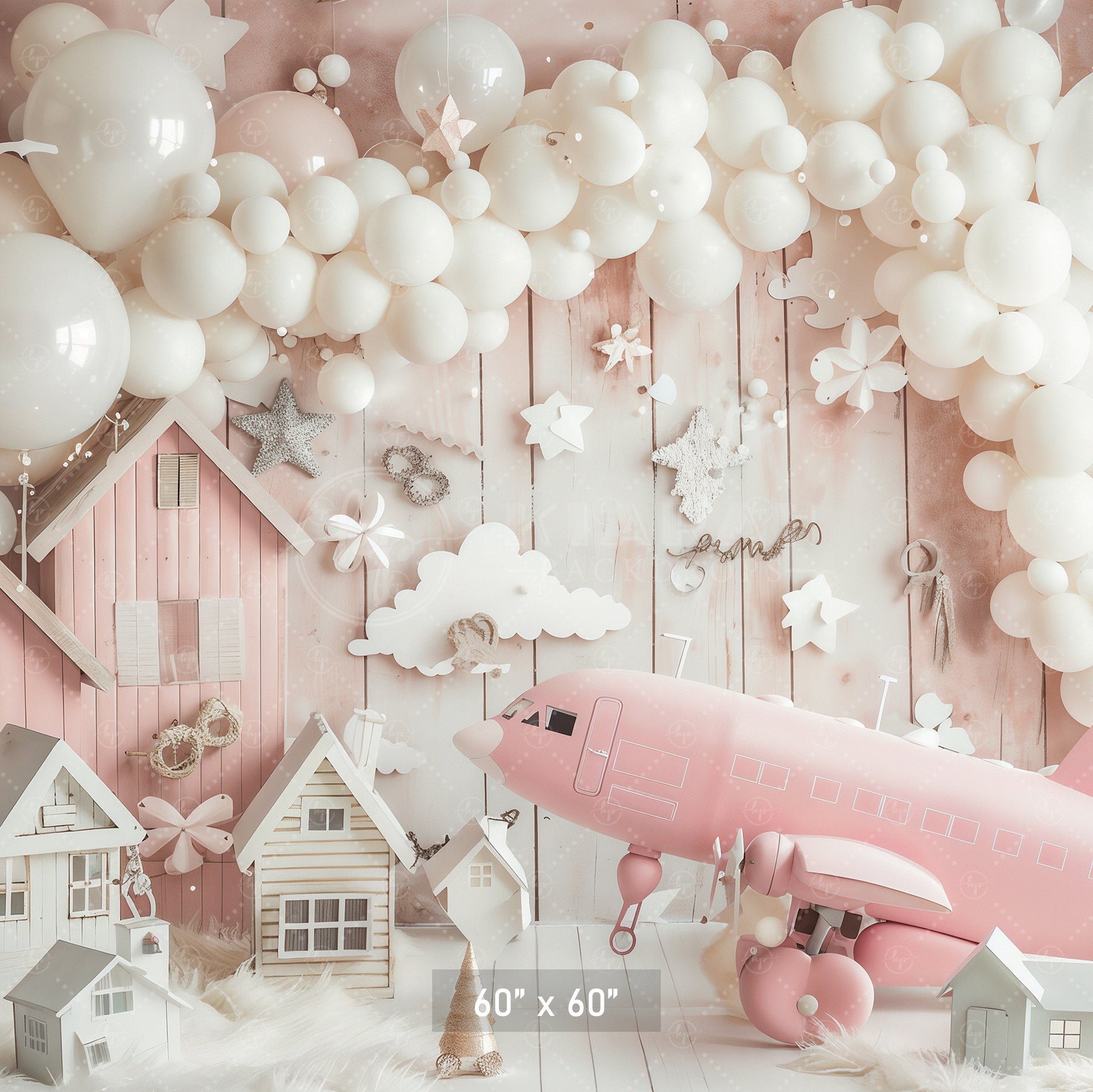 Dreamy Pink Village with Airplane Backdrop