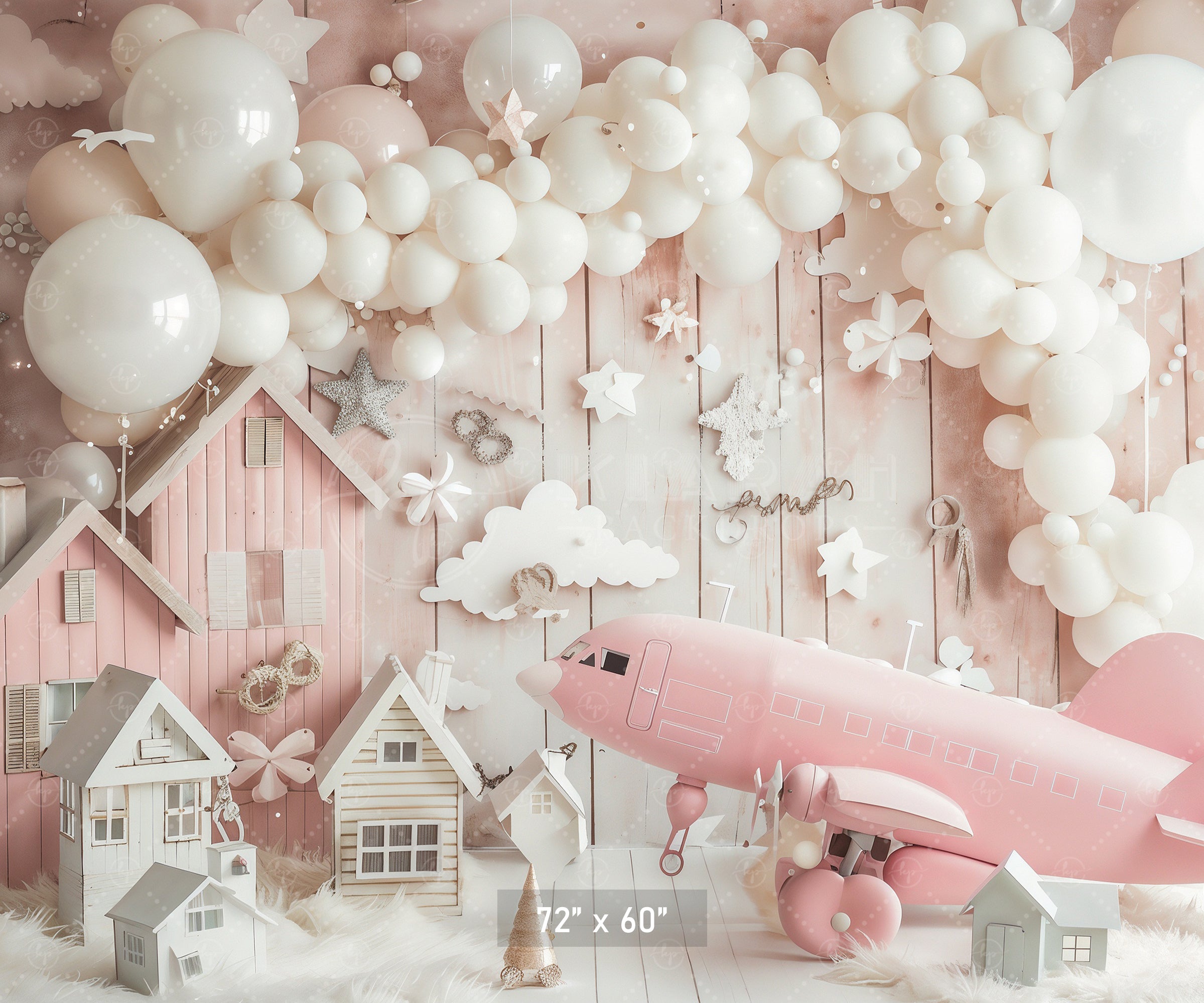Dreamy Pink Village with Airplane Backdrop