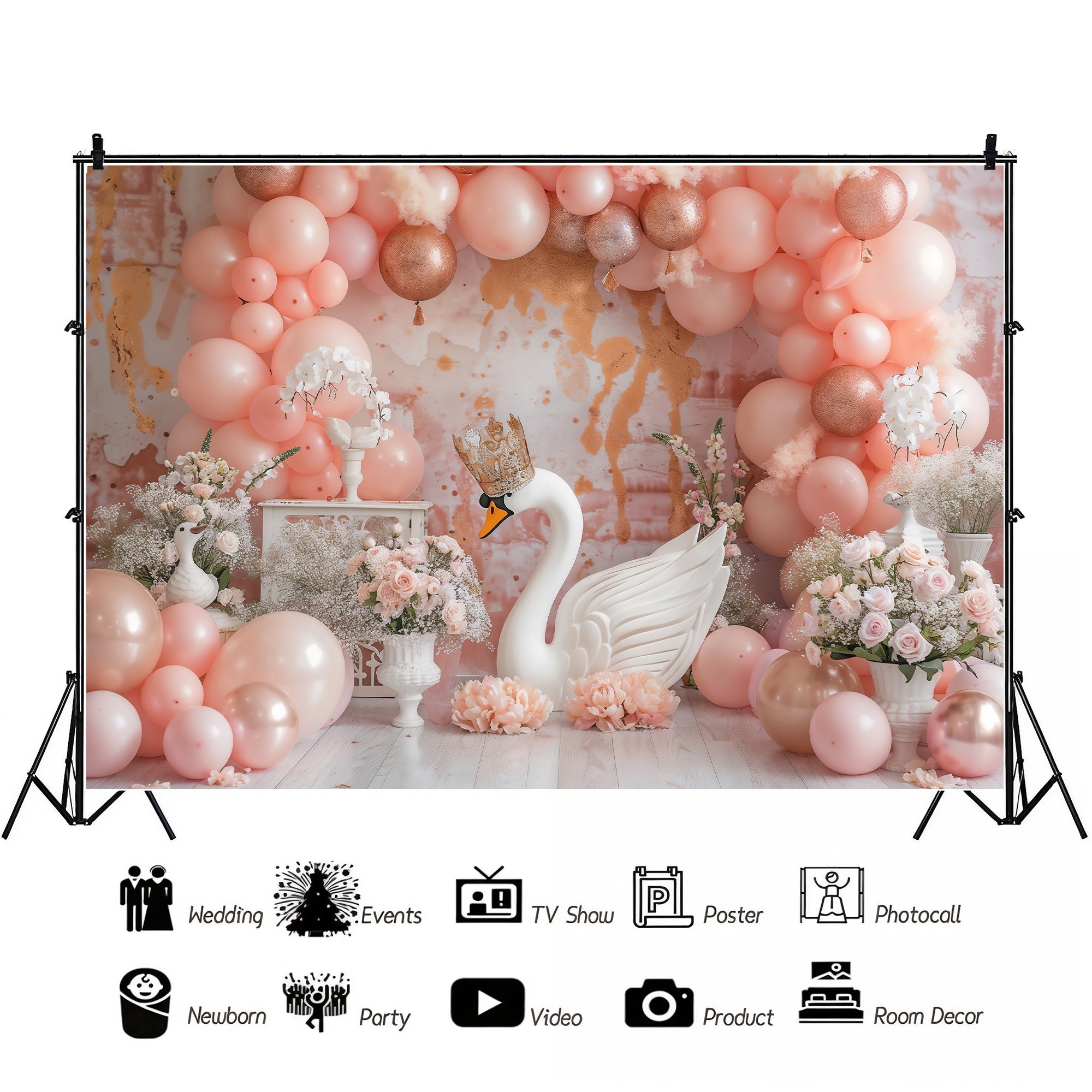Elegant Swan Princess Backdrop