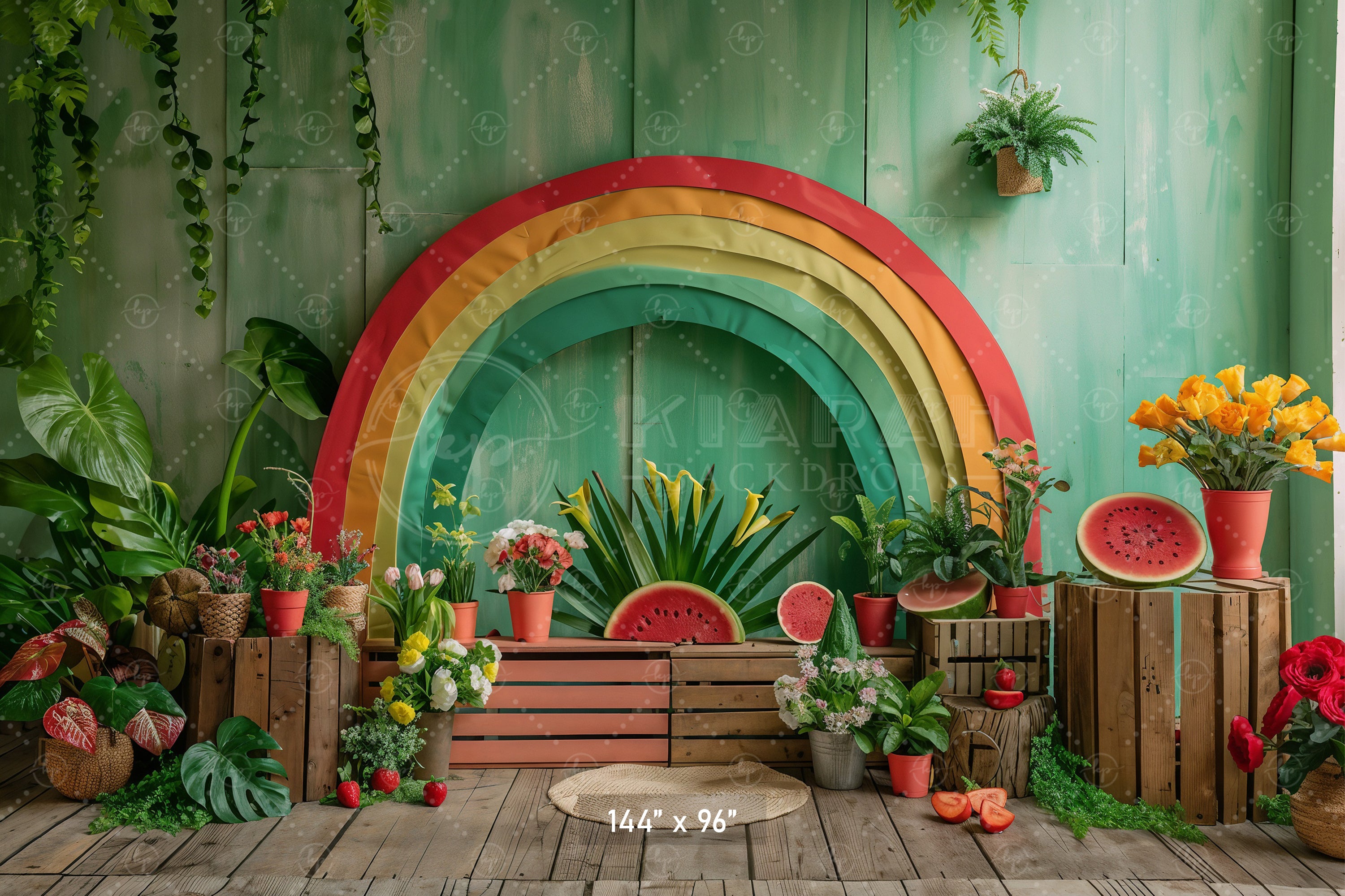 Tropical Rainbow Garden Backdrop