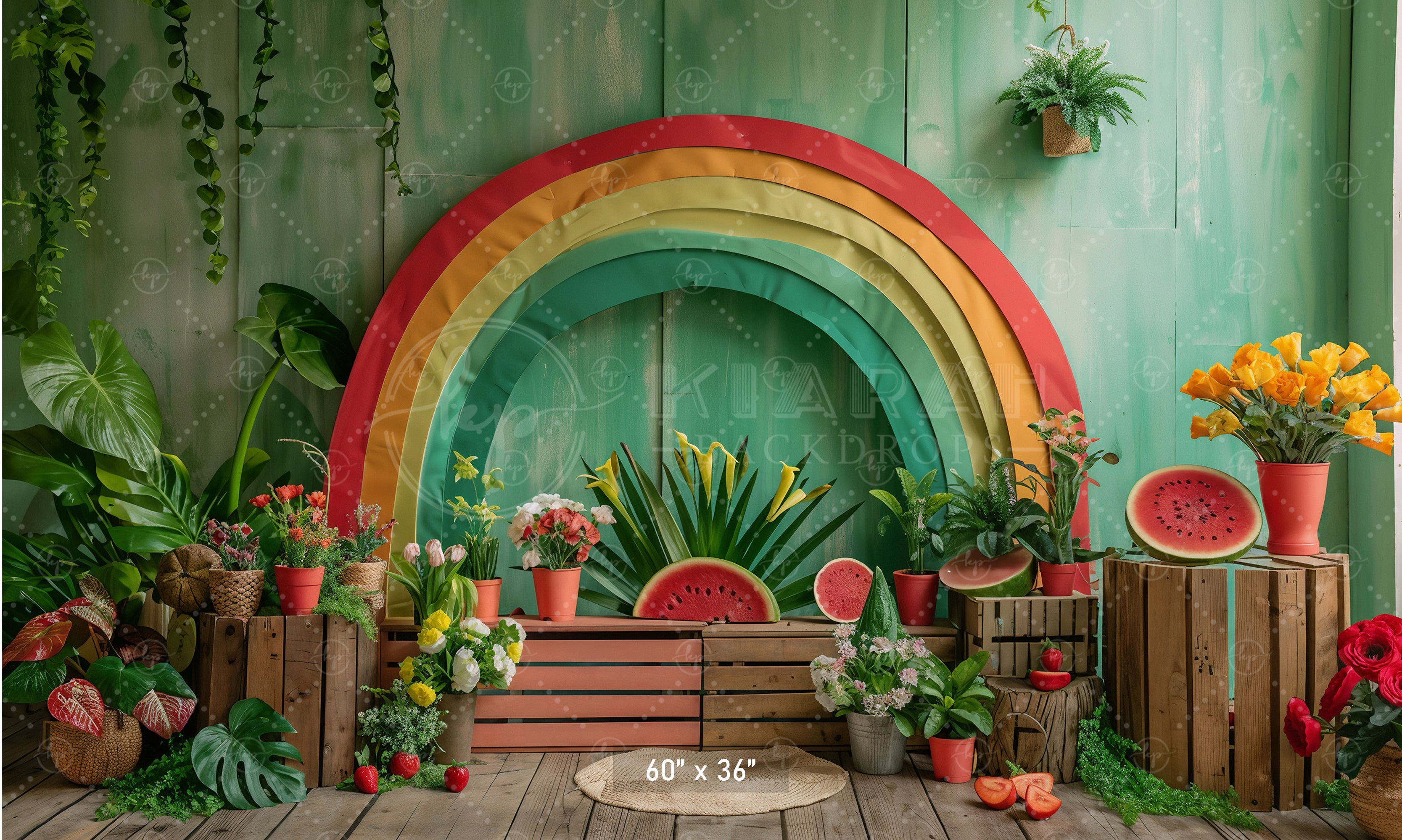 Tropical Rainbow Garden Backdrop