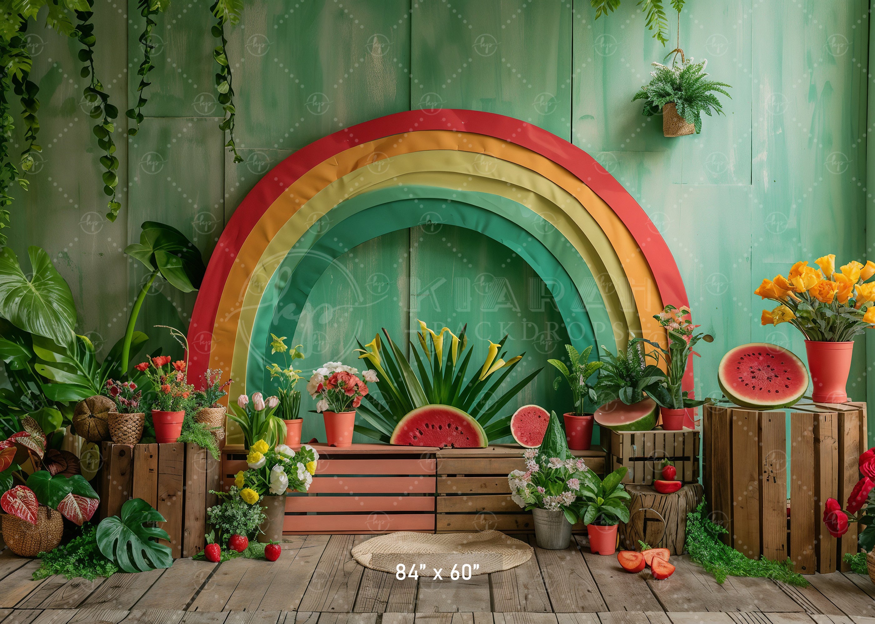 Tropical Rainbow Garden Backdrop
