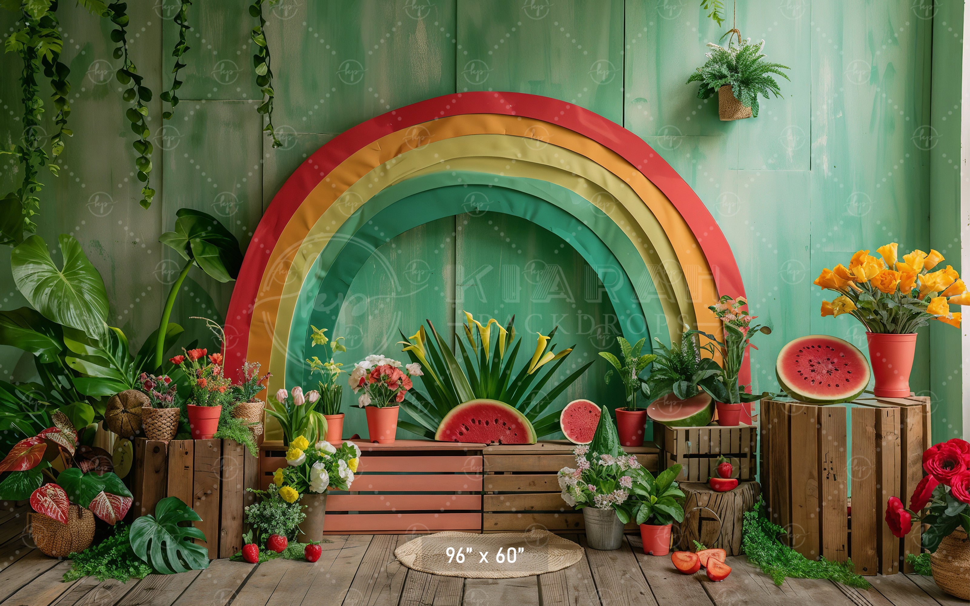 Tropical Rainbow Garden Backdrop