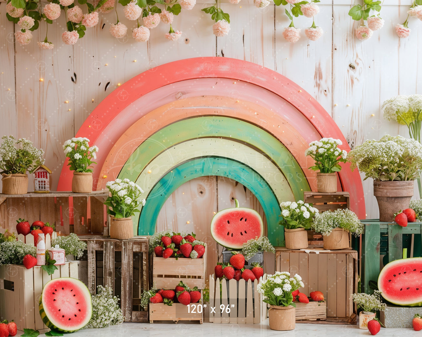 Rustic Pastel Rainbow & Watermelon Backdrop