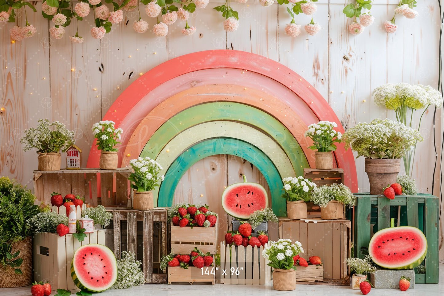 Rustic Pastel Rainbow & Watermelon Backdrop