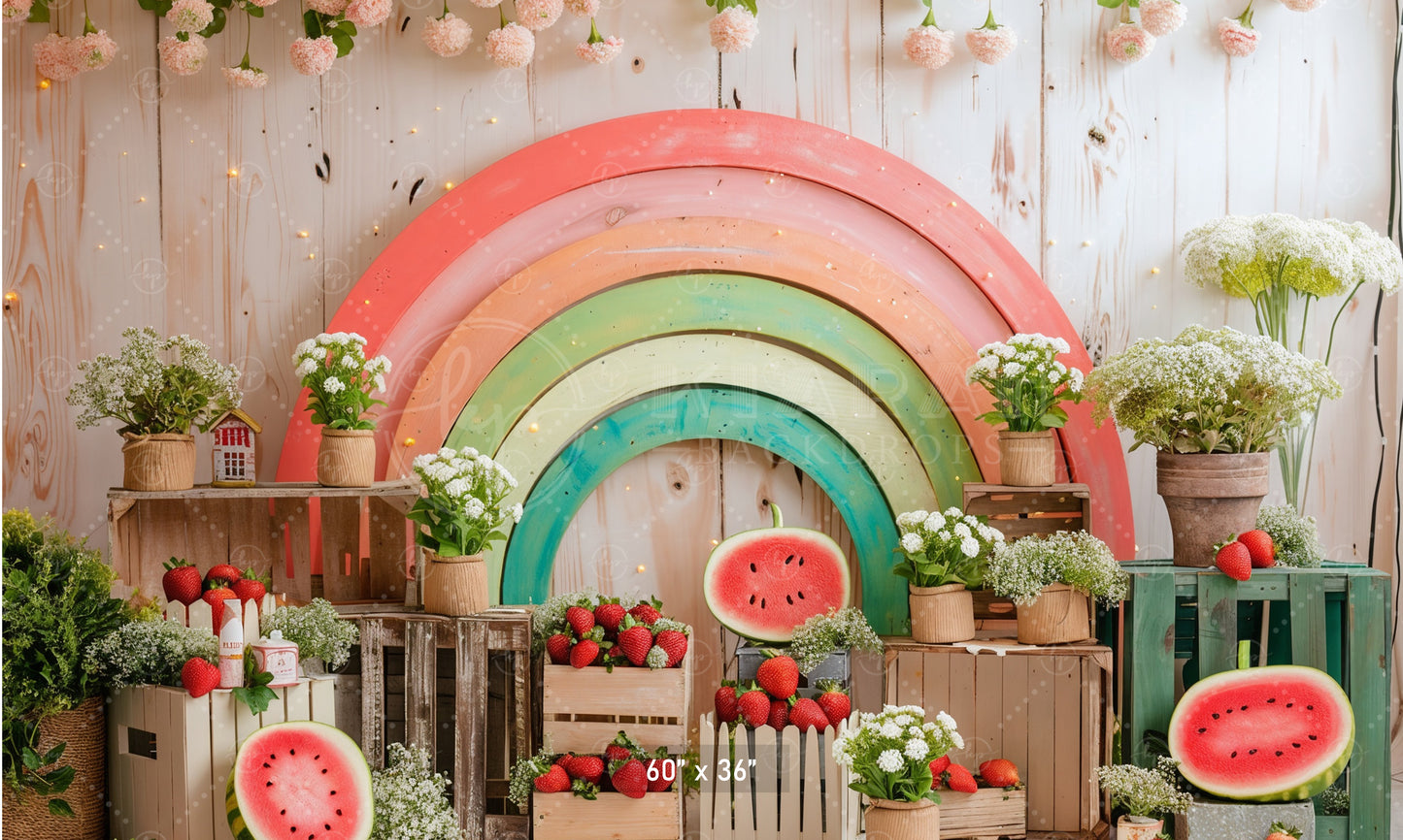 Rustic Pastel Rainbow & Watermelon Backdrop