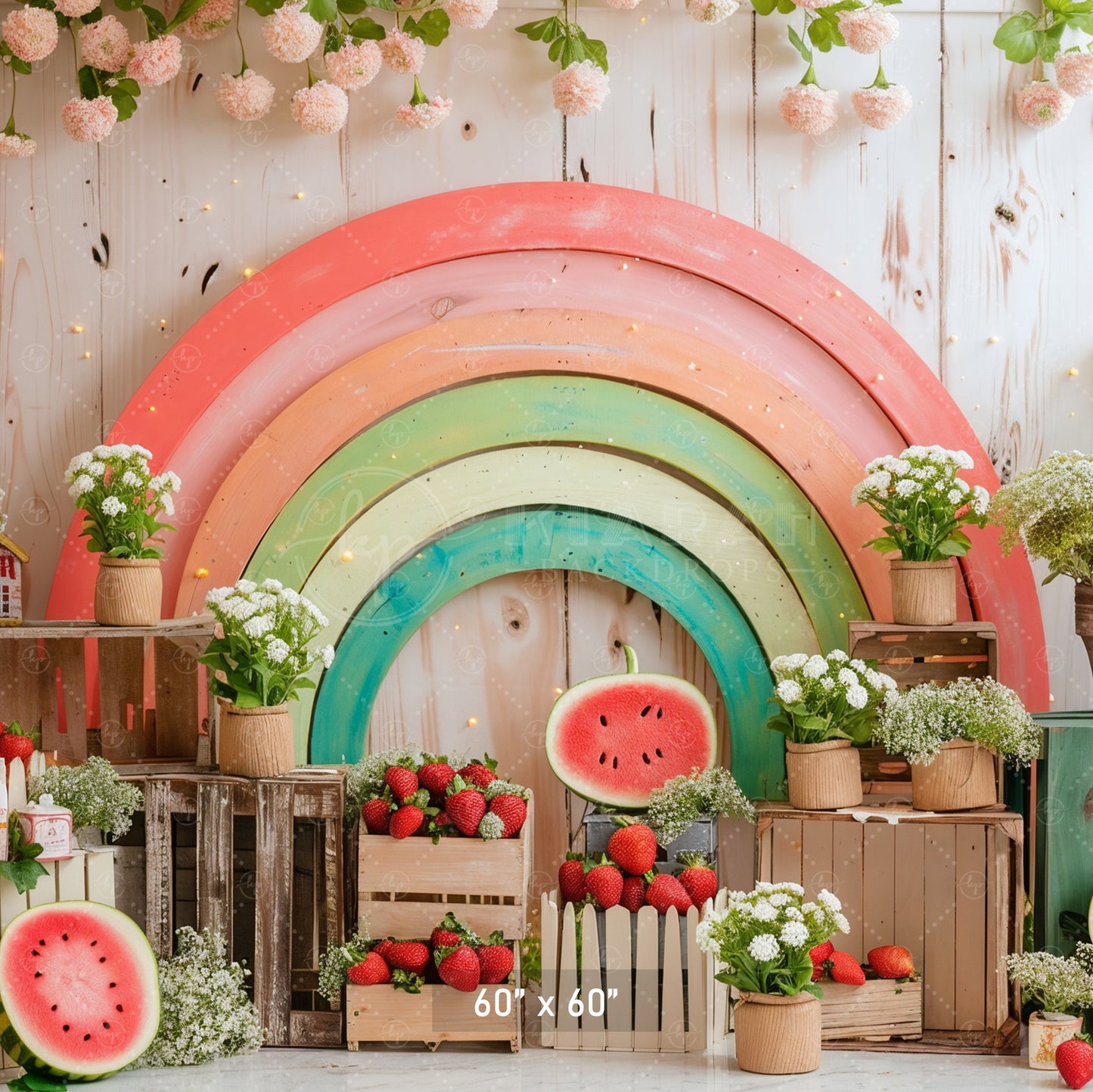 Rustic Pastel Rainbow & Watermelon Backdrop