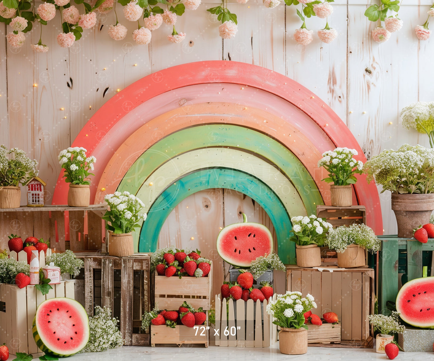 Rustic Pastel Rainbow & Watermelon Backdrop