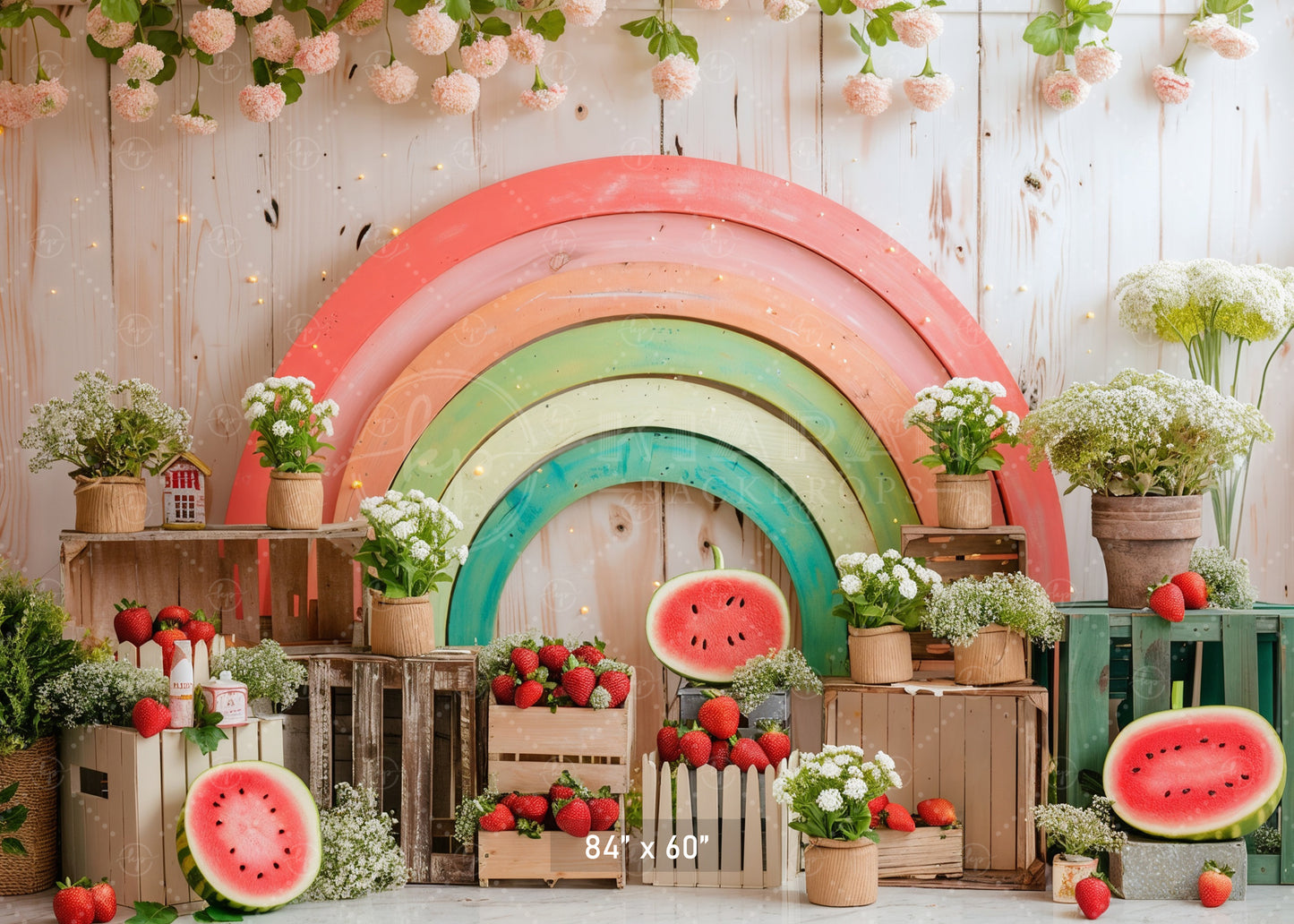 Rustic Pastel Rainbow & Watermelon Backdrop