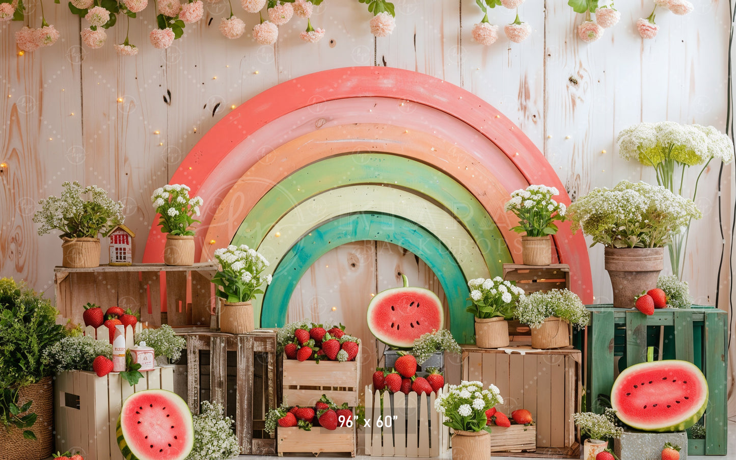 Rustic Pastel Rainbow & Watermelon Backdrop