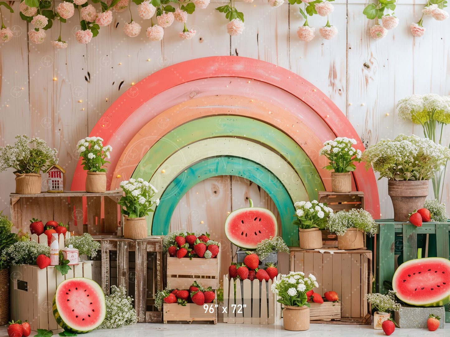 Rustic Pastel Rainbow & Watermelon Backdrop