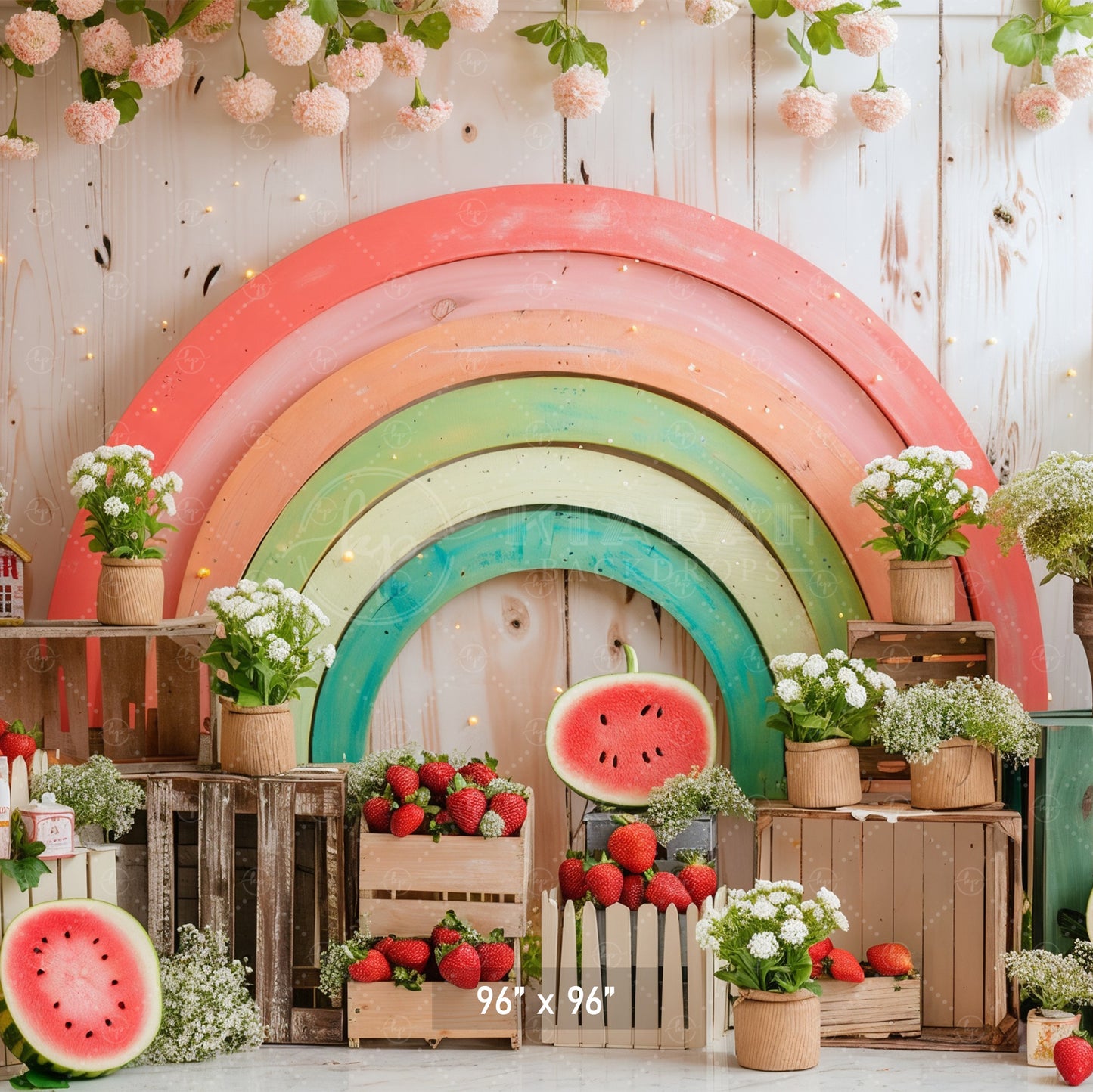 Rustic Pastel Rainbow & Watermelon Backdrop