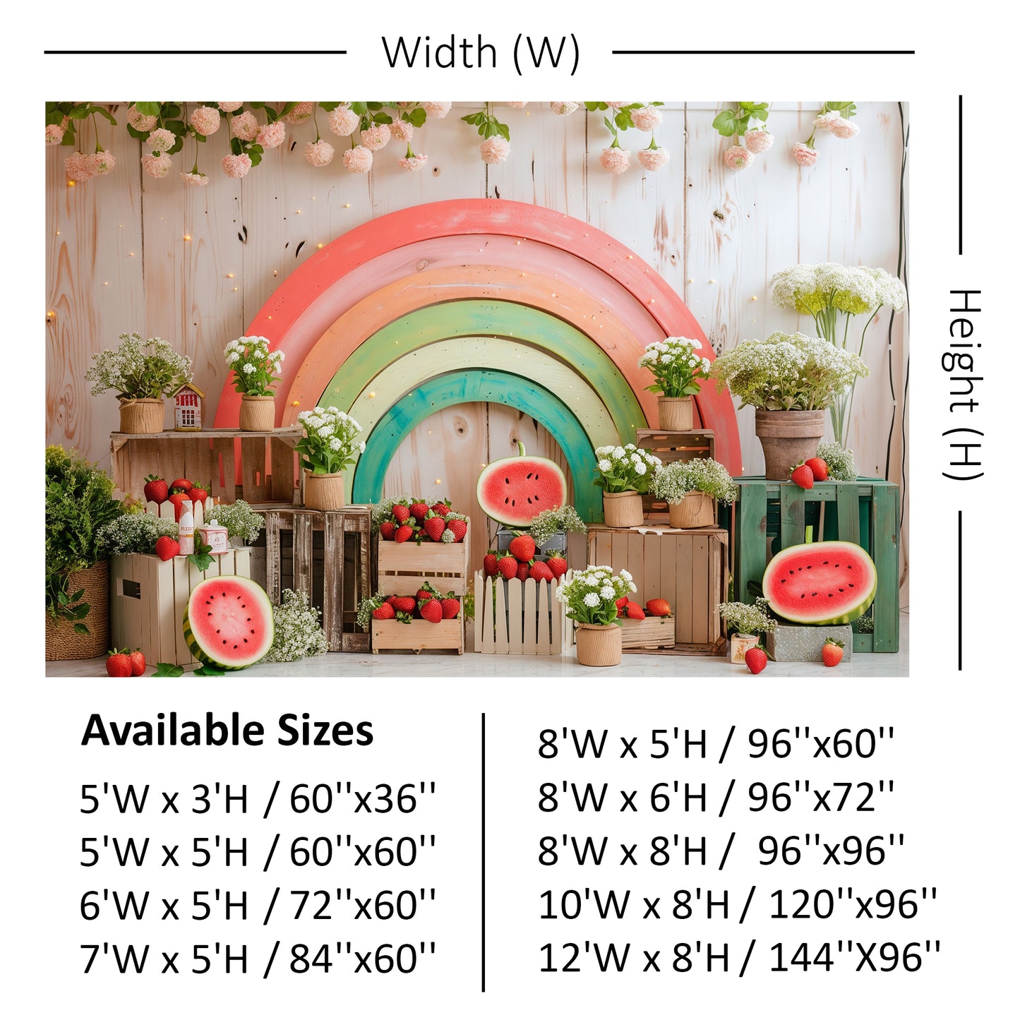 Rustic Pastel Rainbow & Watermelon Backdrop