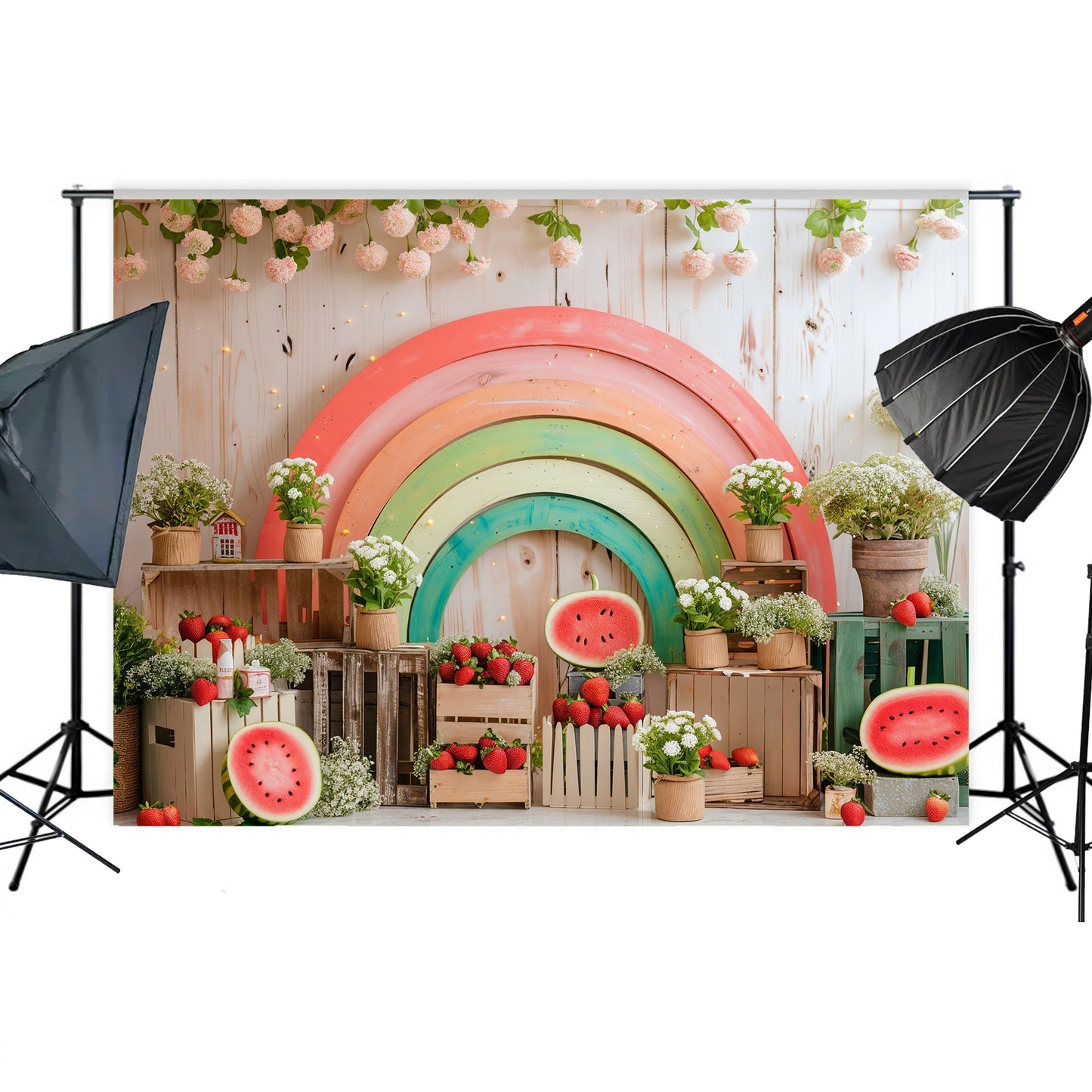 Rustic Pastel Rainbow & Watermelon Backdrop