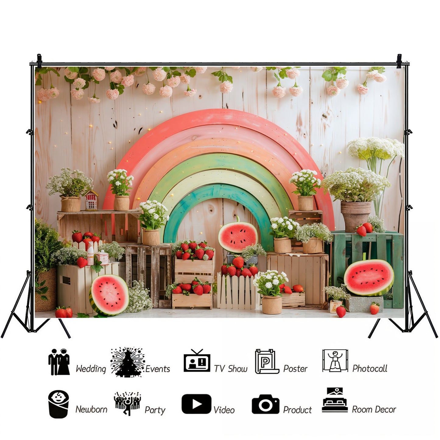 Rustic Pastel Rainbow & Watermelon Backdrop