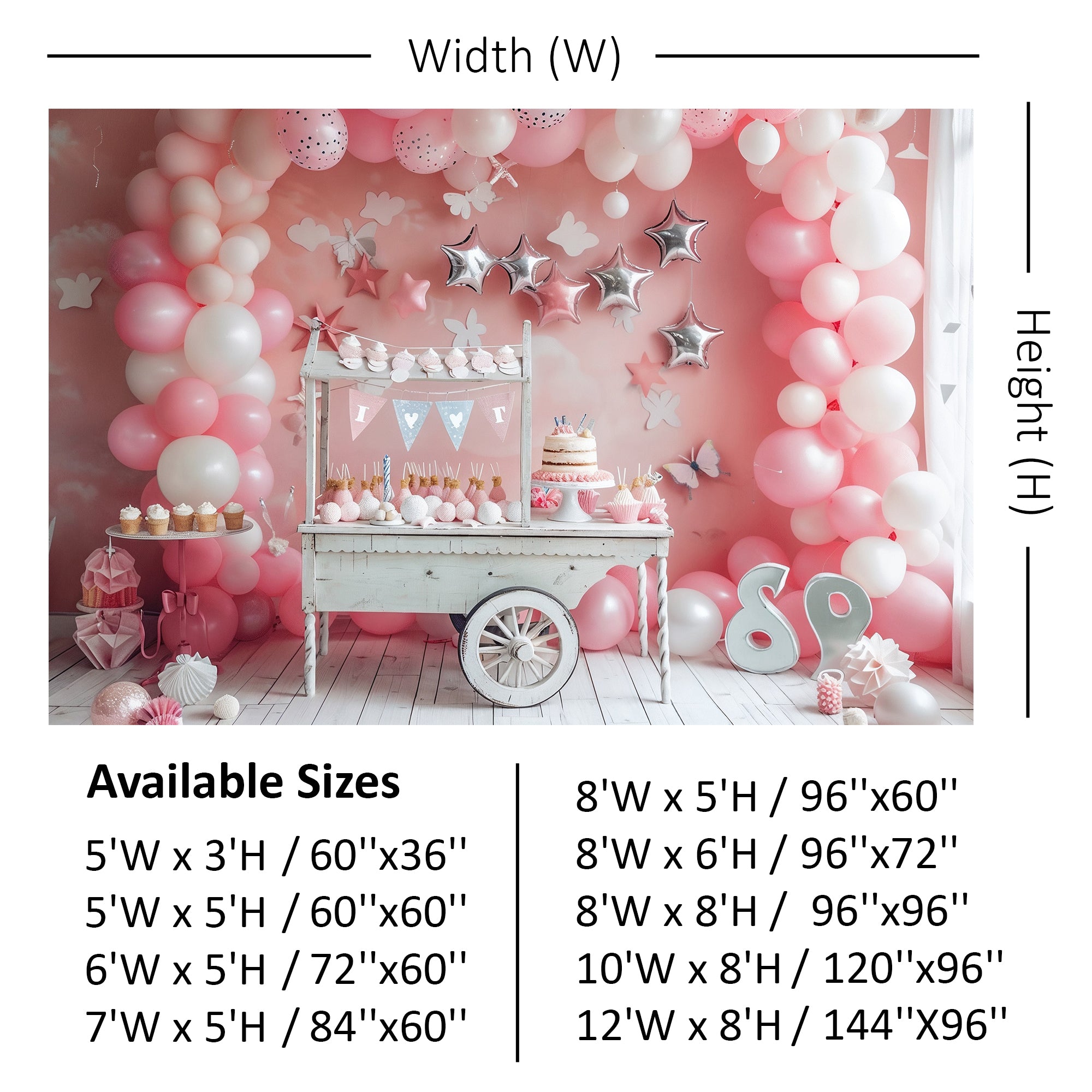Pink Birthday Party Cart Backdrop