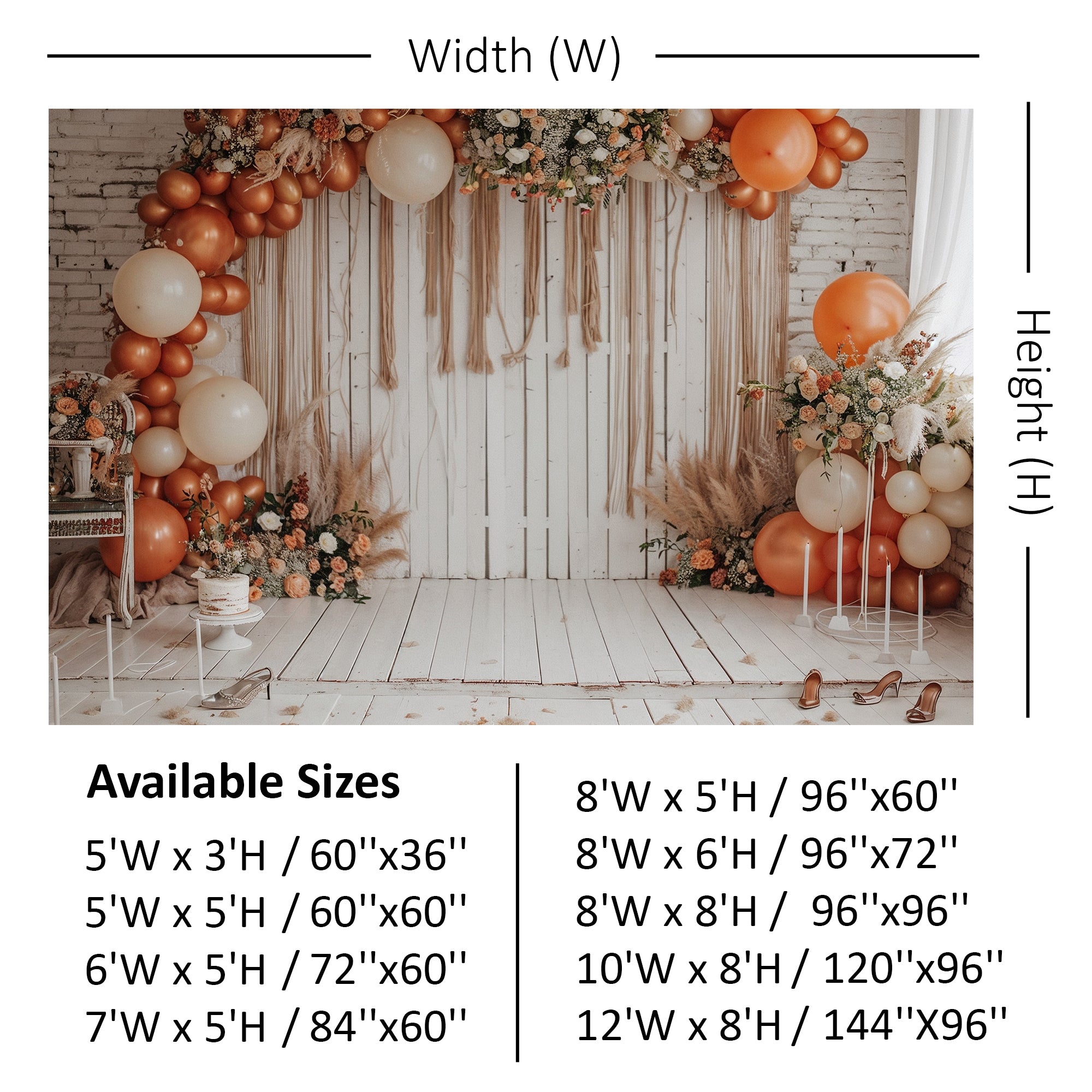 Boho Chic Orange & Cream Balloon Arch Backdrop