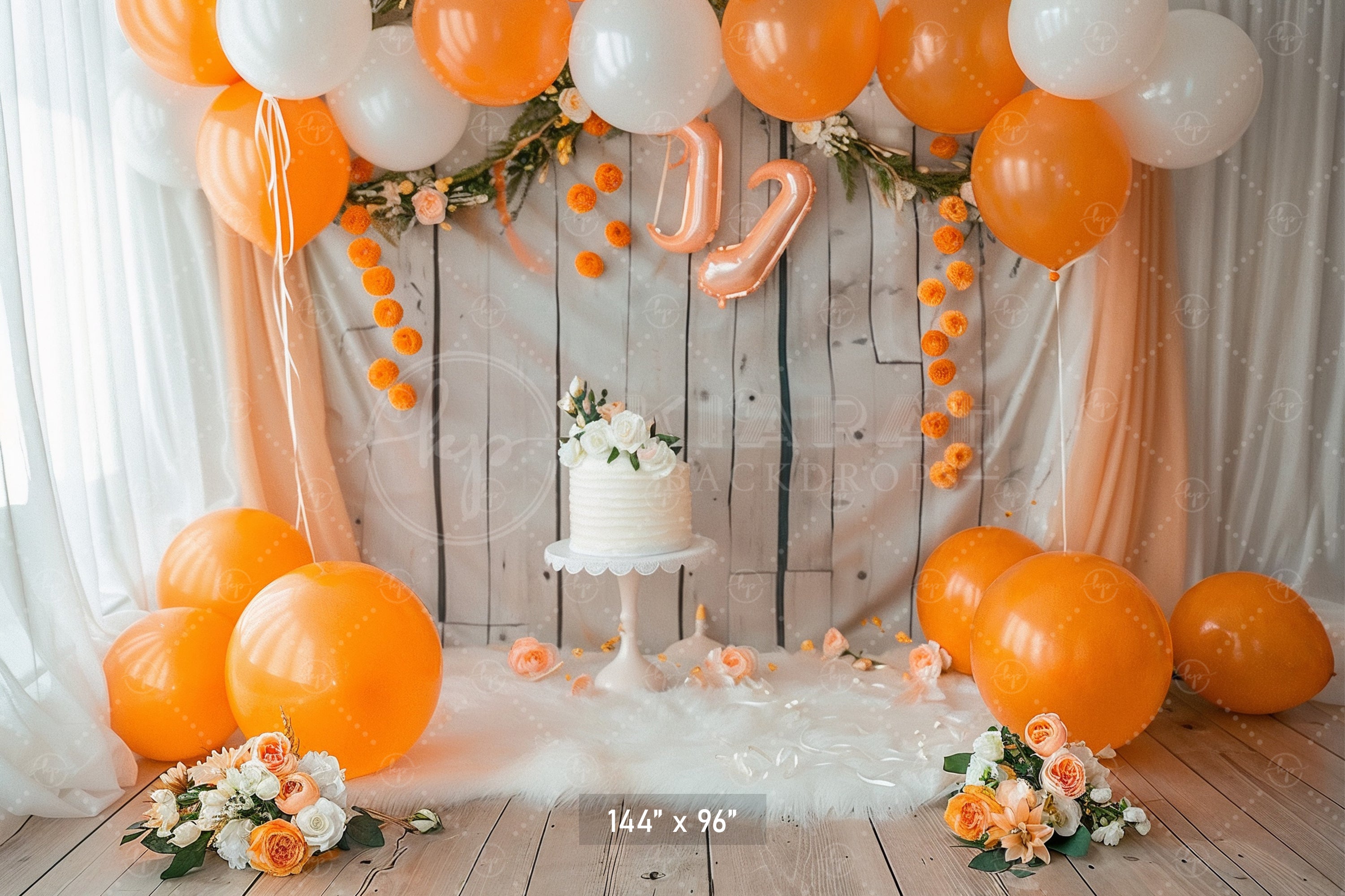 Orange & White Balloon Garland Backdrop
