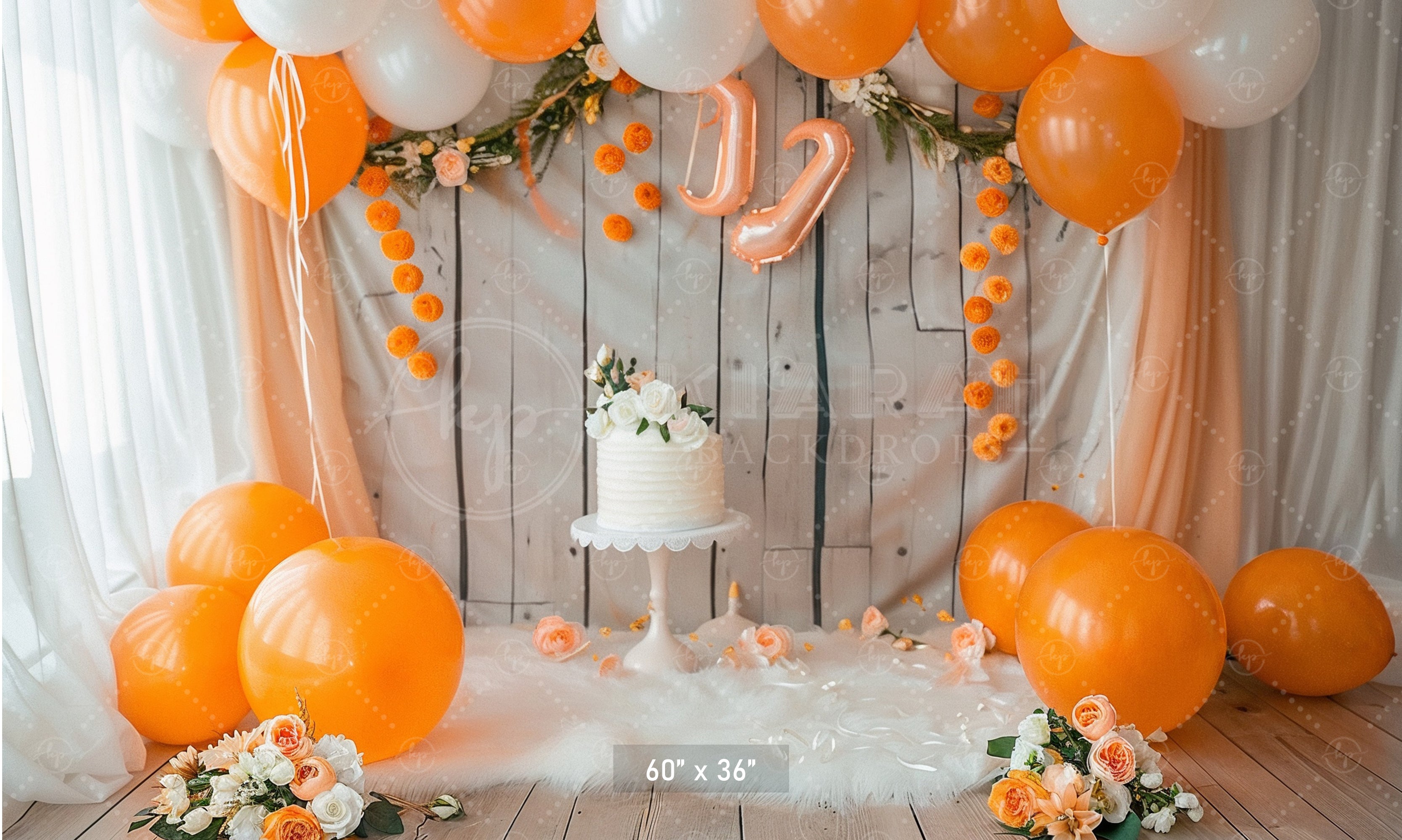Orange & White Balloon Garland Backdrop