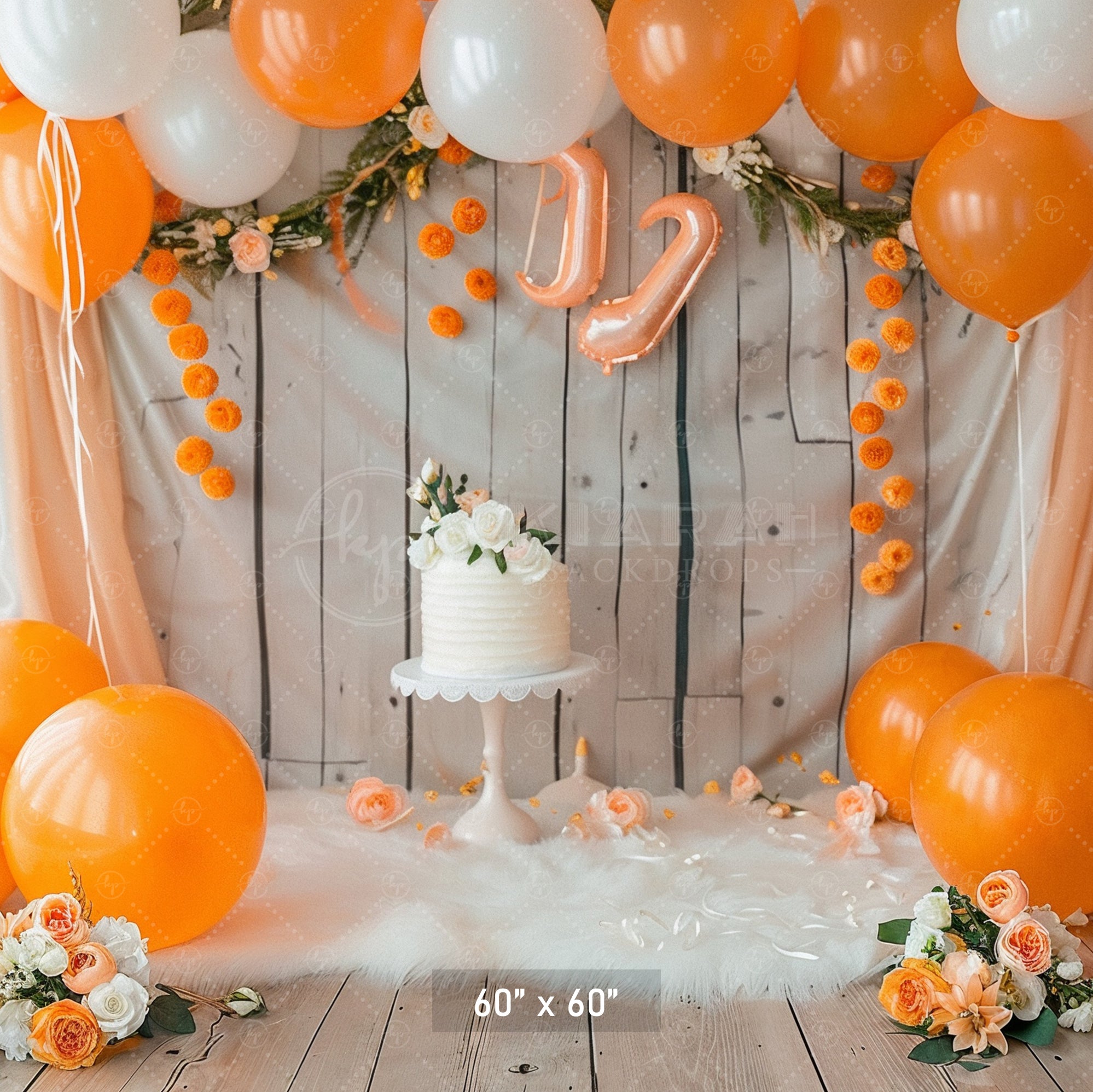 Orange & White Balloon Garland Backdrop