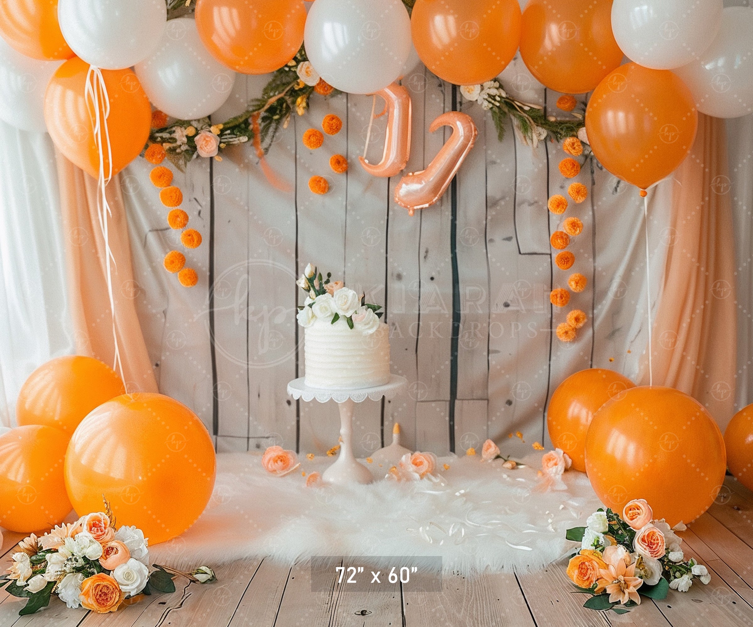 Orange & White Balloon Garland Backdrop